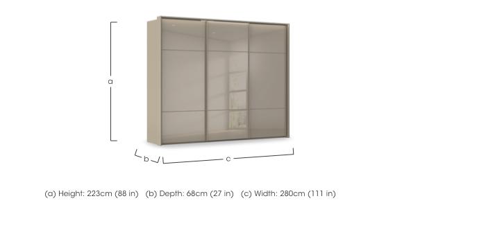 Haven 280cm 3 Door Slider Wardrobe with Glass Doors and Lights in  on Furniture Village