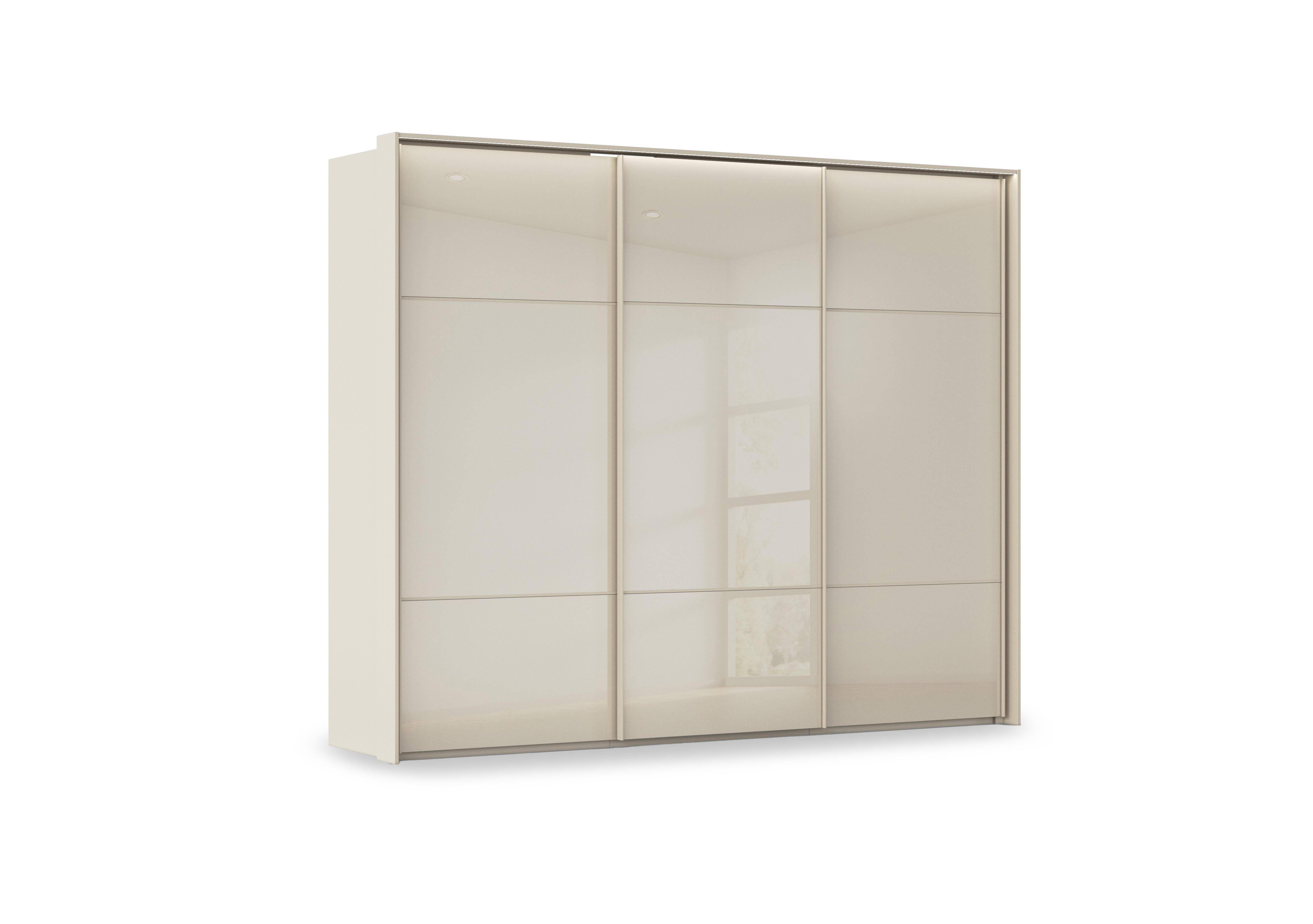 Haven 280cm 3 Door Slider Wardrobe with Glass Doors and Lights in Acg3l  Champagne Champagne Gls on Furniture Village