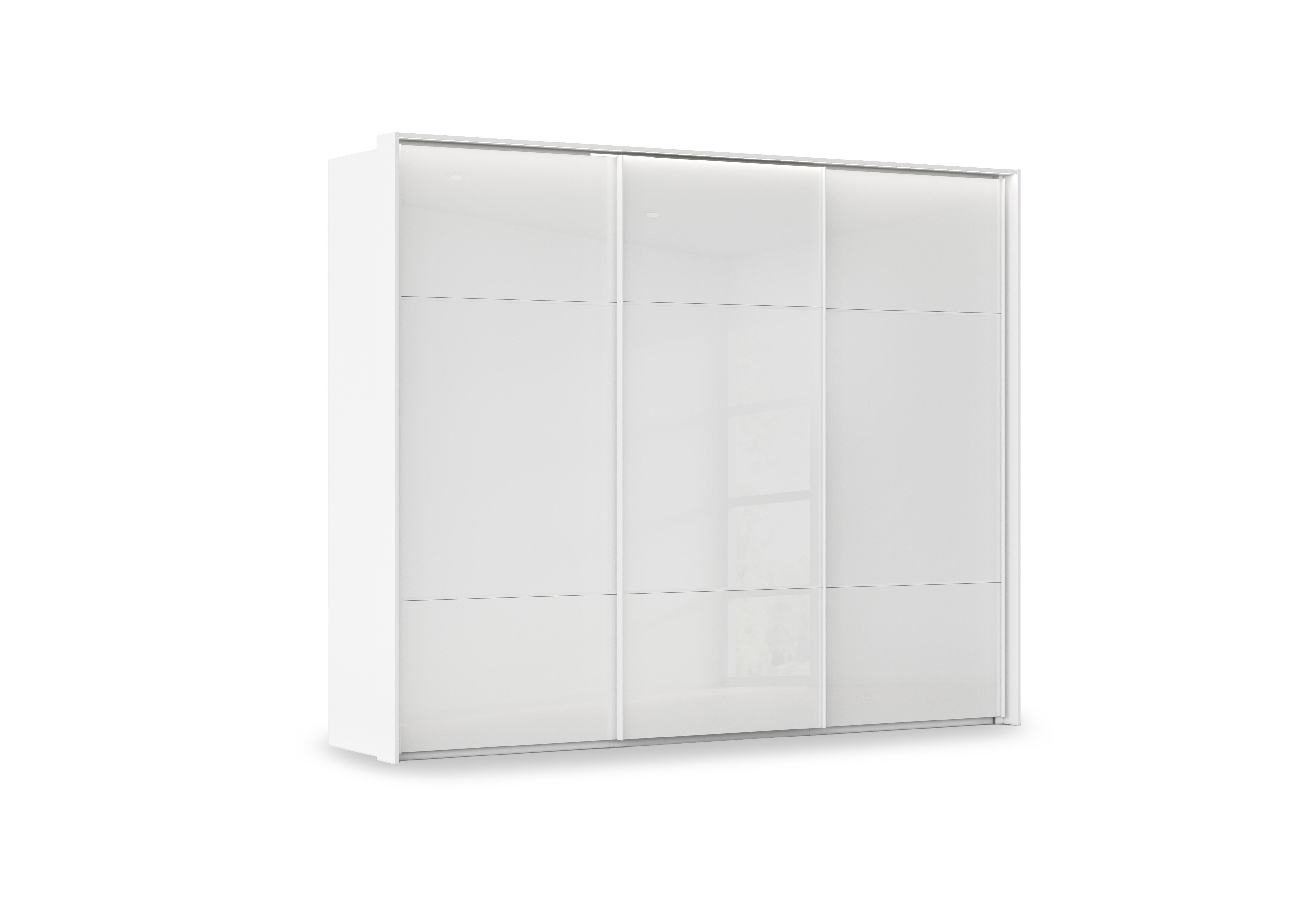 Haven 280cm 3 Door Slider Wardrobe with Glass Doors and Lights in Awg1l Alpine Wht Wht Gls Frnt on Furniture Village