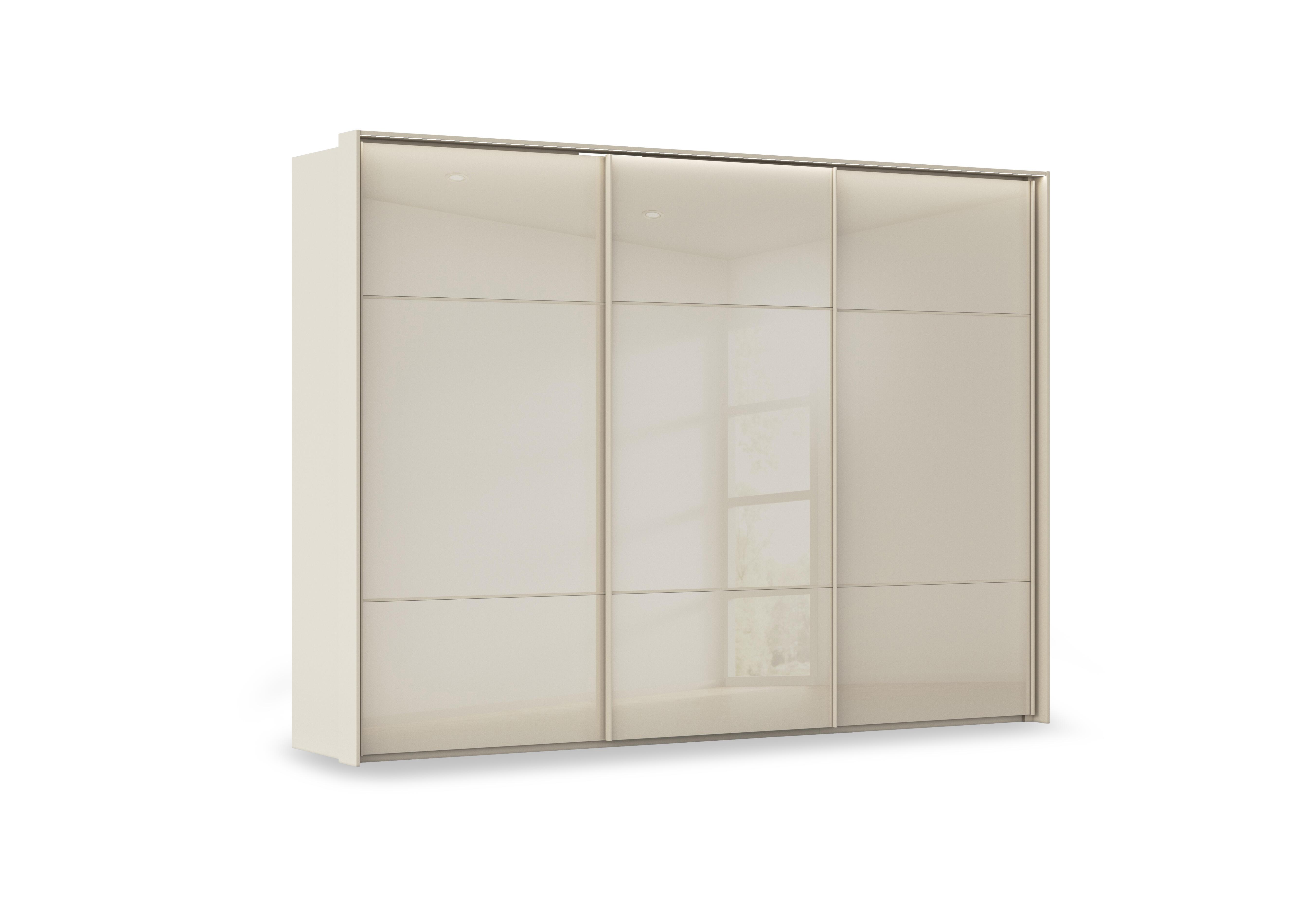 Haven 310cm 3 Door Slider Wardrobe with Glass Doors and Lights in Acg3l  Champagne Champagne Gls on Furniture Village
