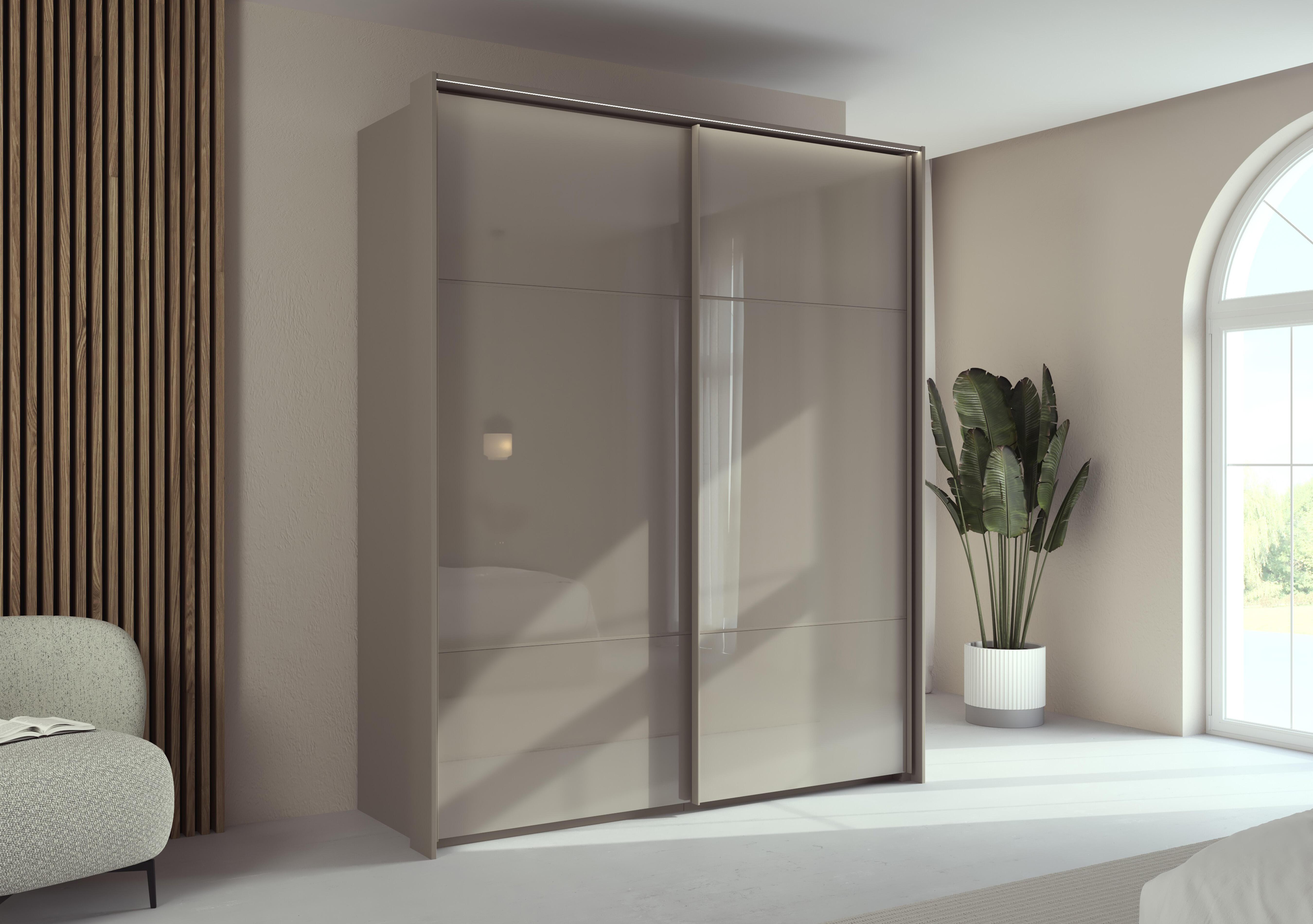 Haven 190cm 2 Door Slider Wardrobe with Glass Doors and Lights in  on Furniture Village