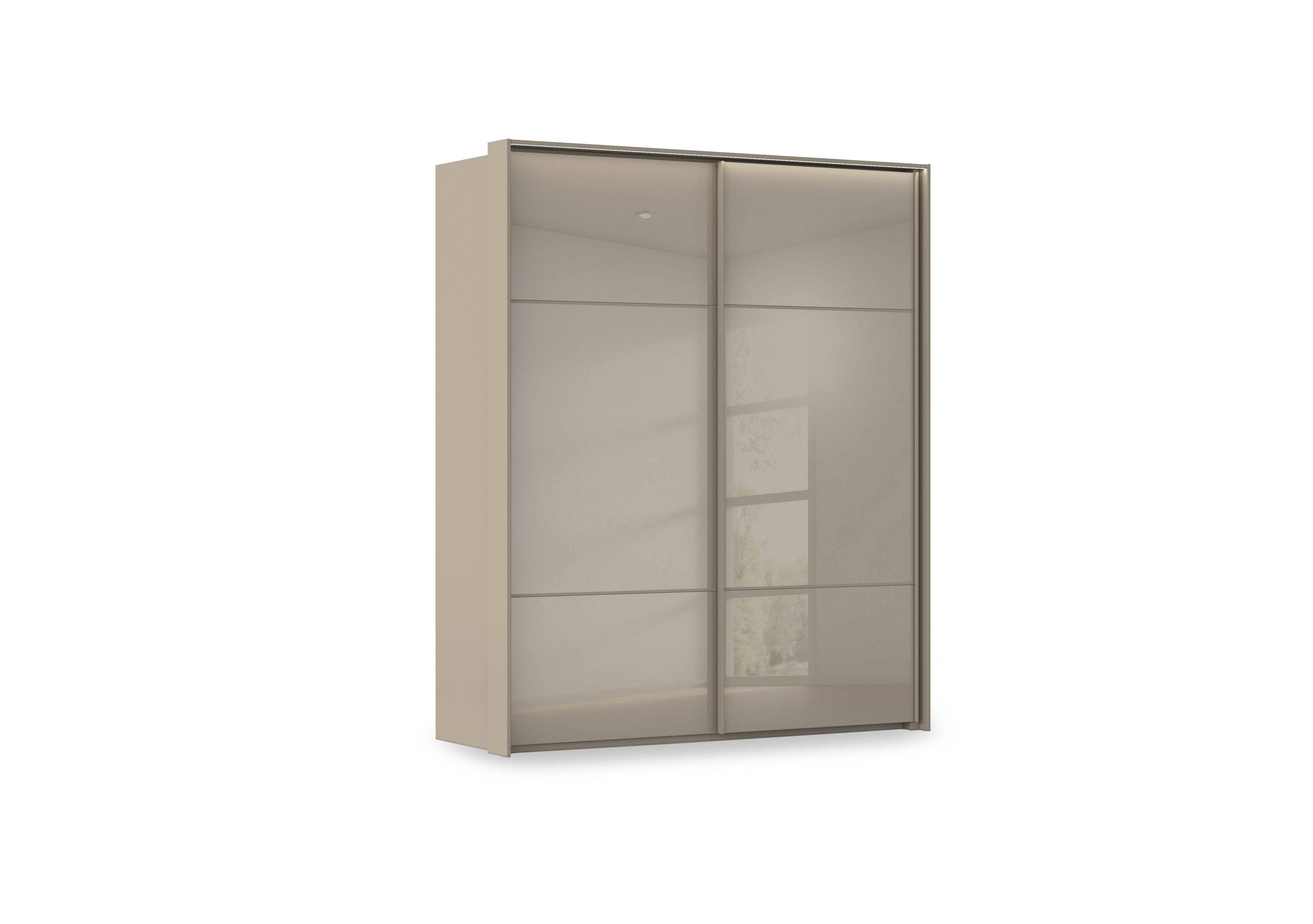 Haven 190cm 2 Door Slider Wardrobe with Glass Doors and Lights in Afg4l  Fango Fango Glass Front on Furniture Village