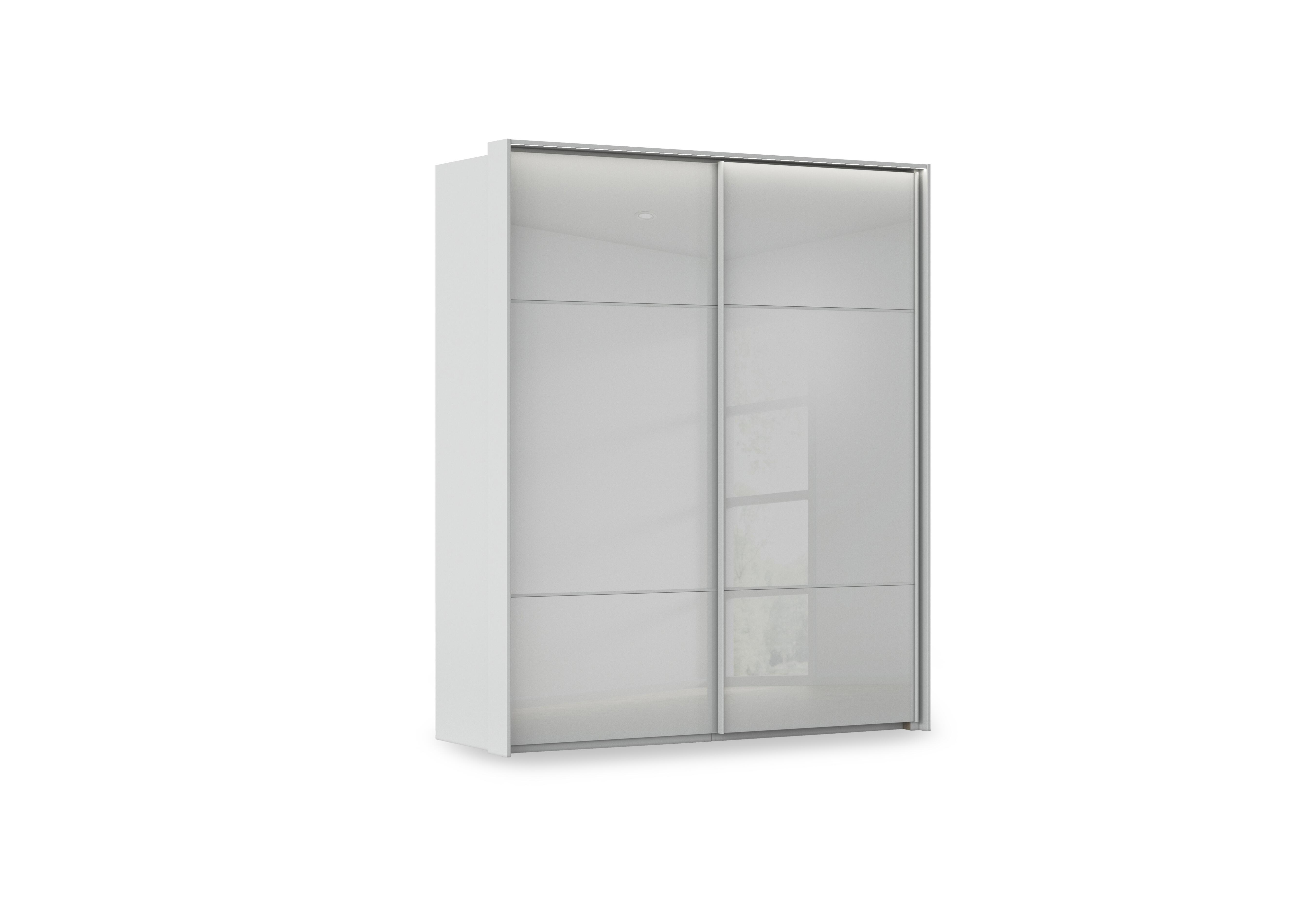 Haven 190cm 2 Door Slider Wardrobe with Glass Doors and Lights in Agg2l Silk Gry Silk Gr Gls Frn on Furniture Village