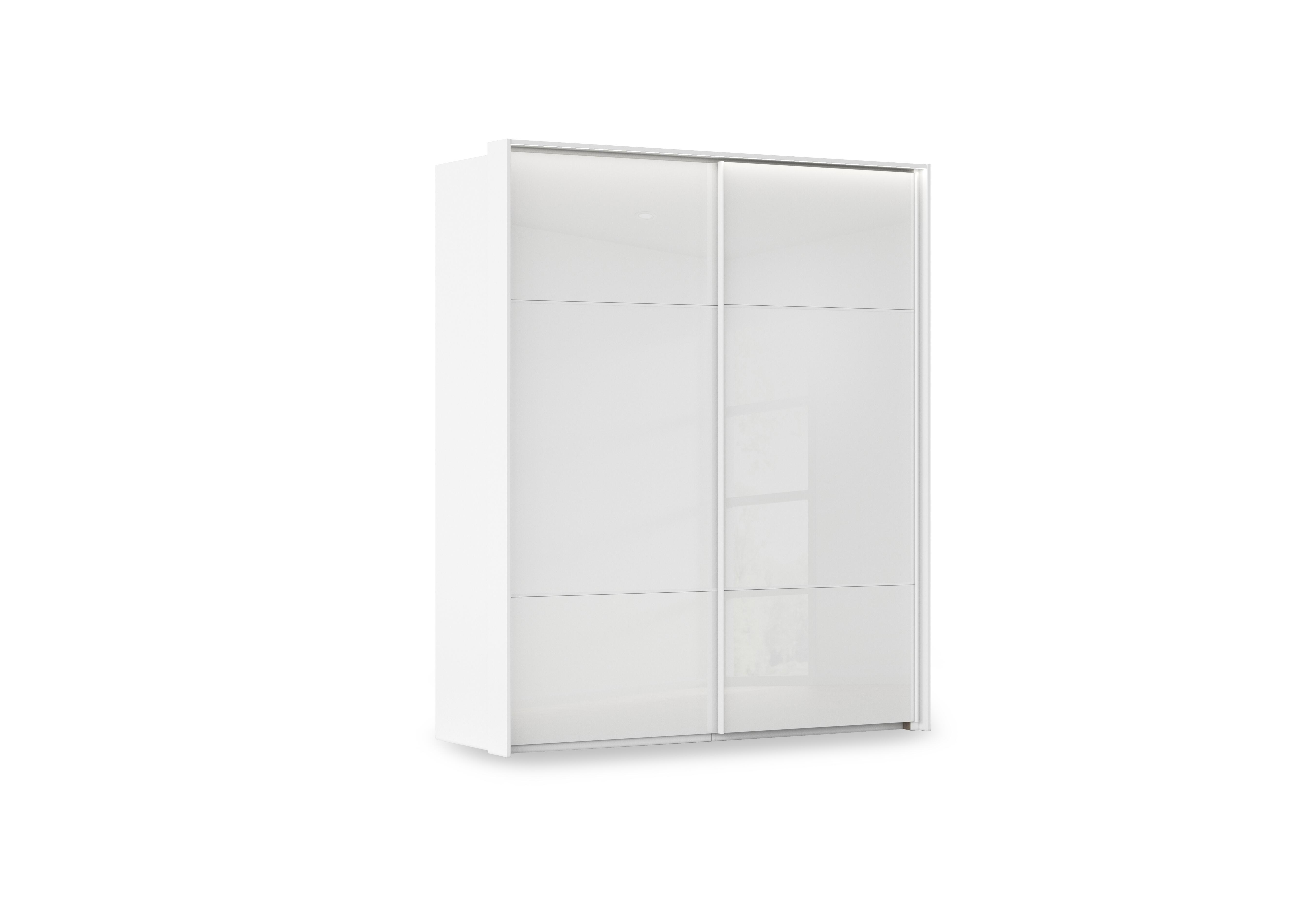 Haven 190cm 2 Door Slider Wardrobe with Glass Doors and Lights in Awg1l Alpine Wht Wht Gls Frnt on Furniture Village