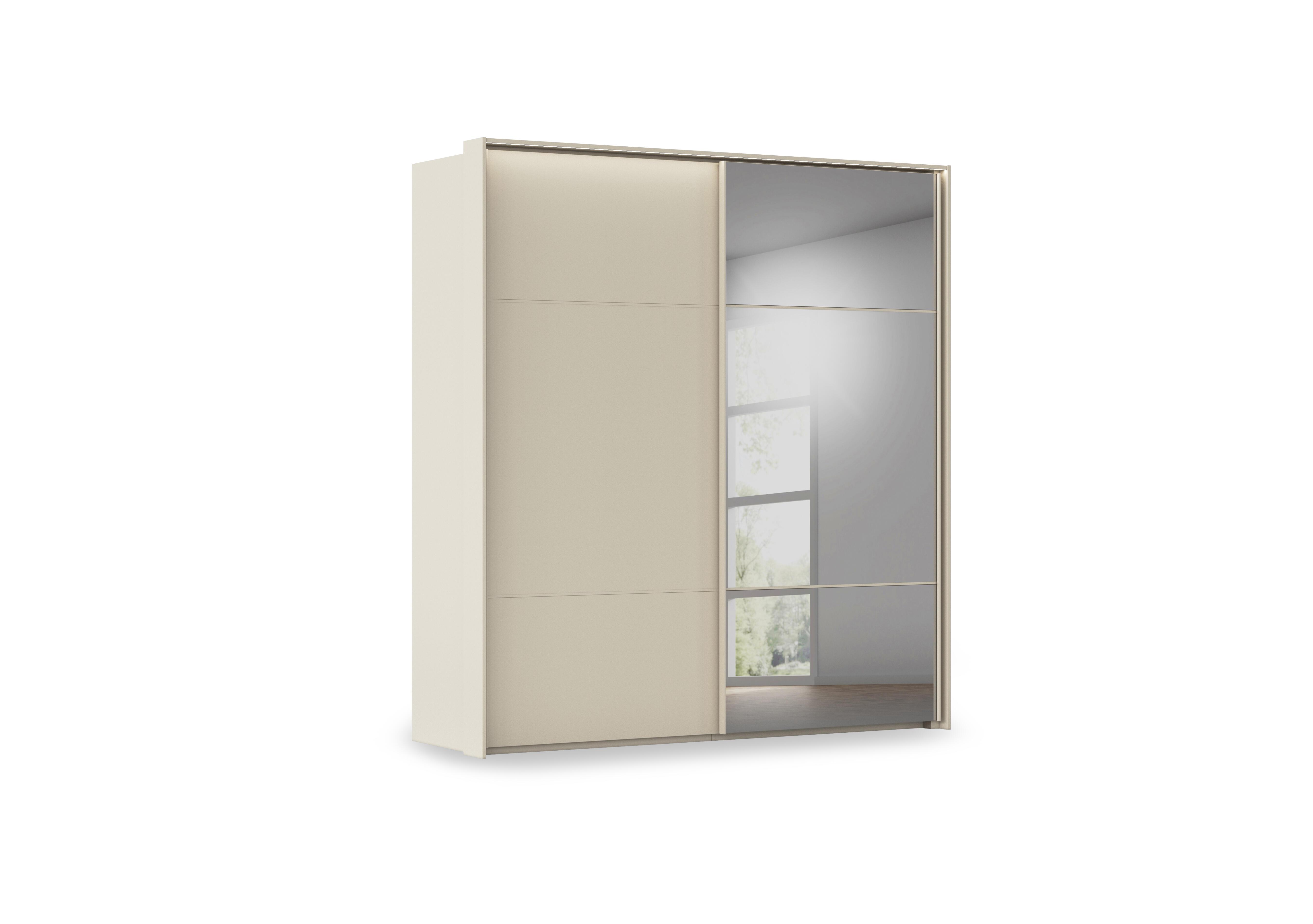 Haven 210cm 2 Door Slider Wardrobe with 1 Glass Door, 1 Mirror Door and Lights in Acg3l  Champagne Champagne Gls on Furniture Village