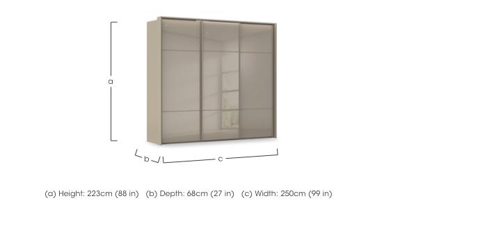 Haven 250cm 3 Door Slider Wardrobe with Glass Doors and Lights in  on Furniture Village