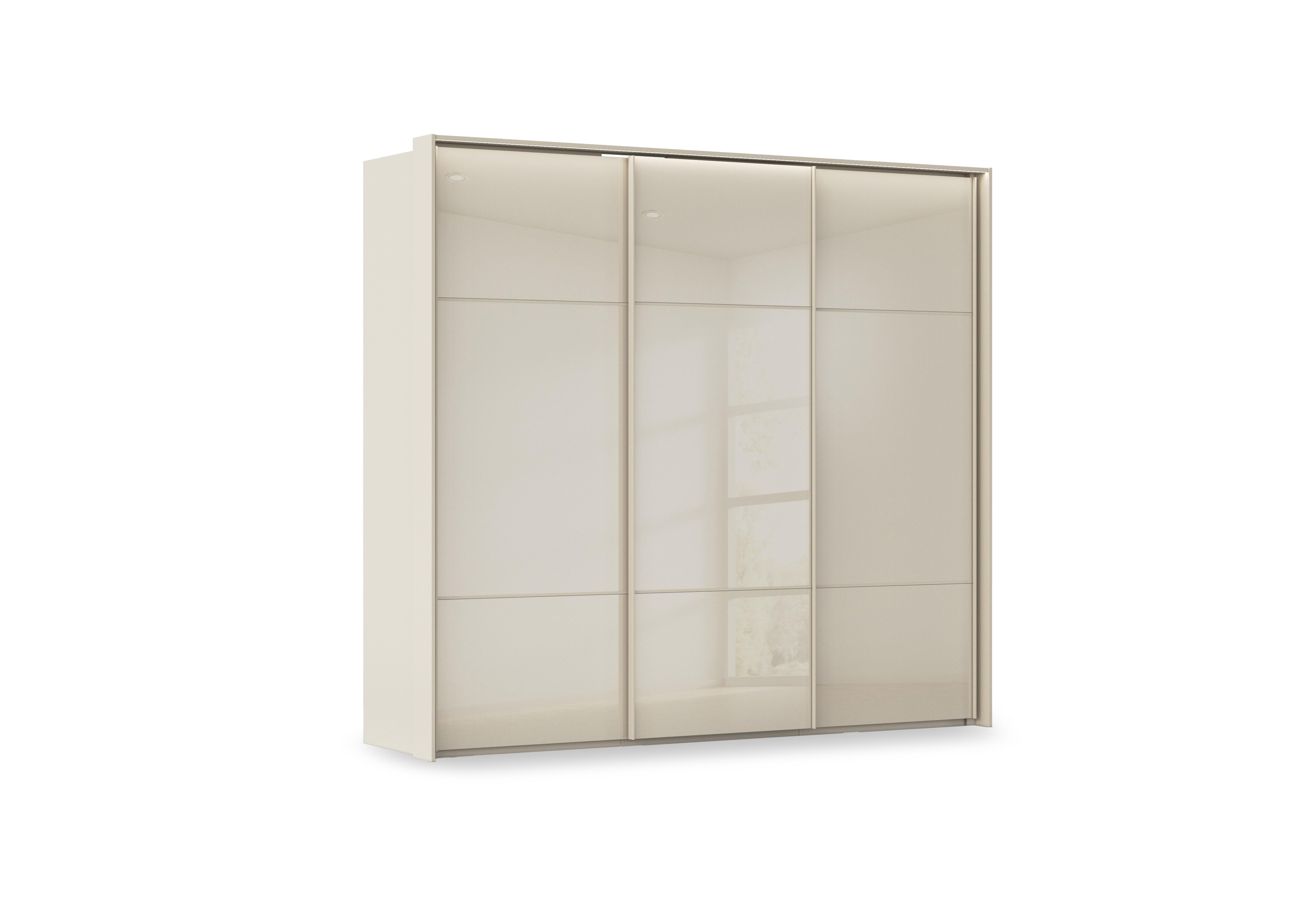 Haven 250cm 3 Door Slider Wardrobe with Glass Doors and Lights in Acg3l  Champagne Champagne Gls on Furniture Village