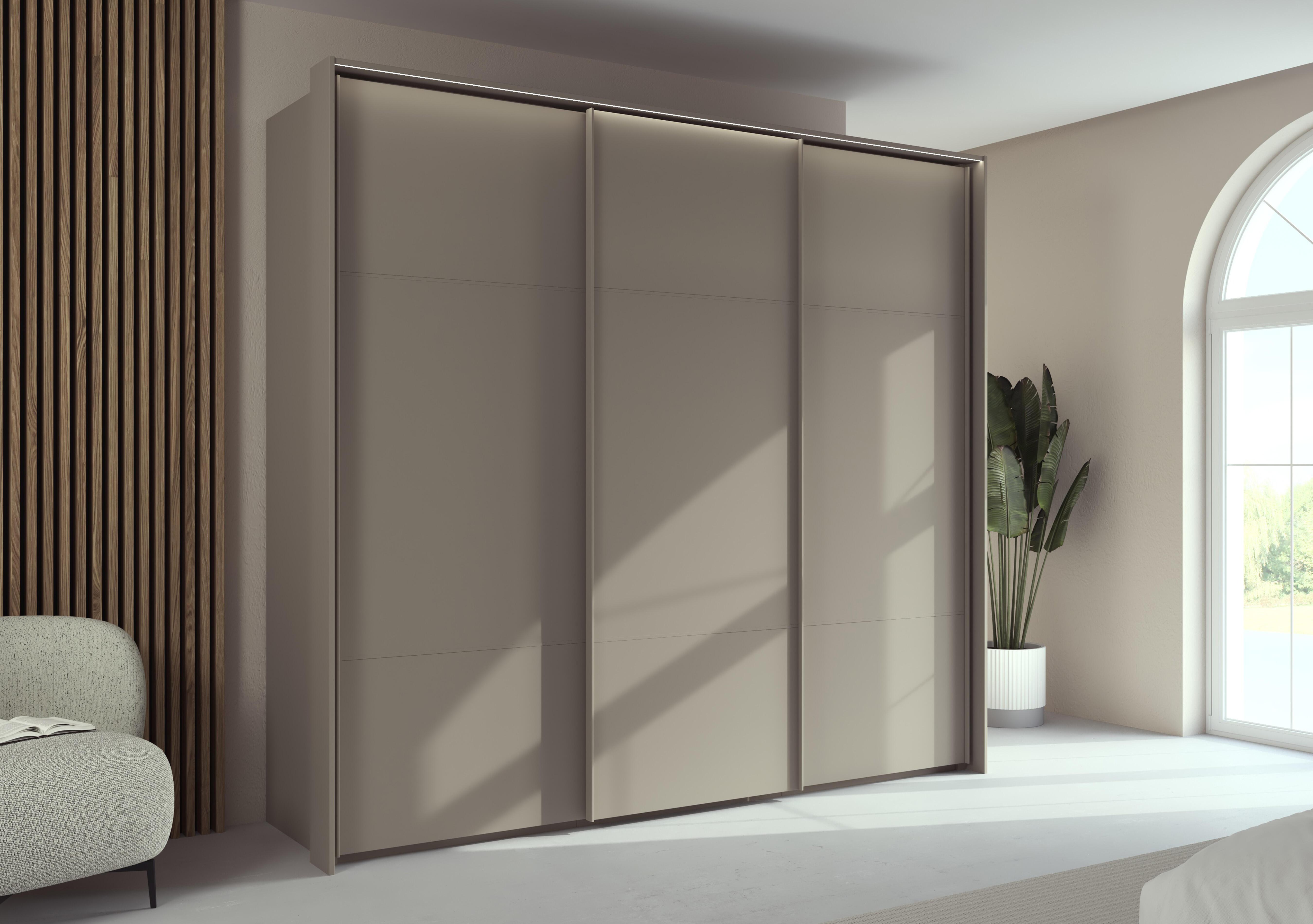Haven 250cm 3 Door Slider Wardrobe with Décor Doors and Lights in  on Furniture Village