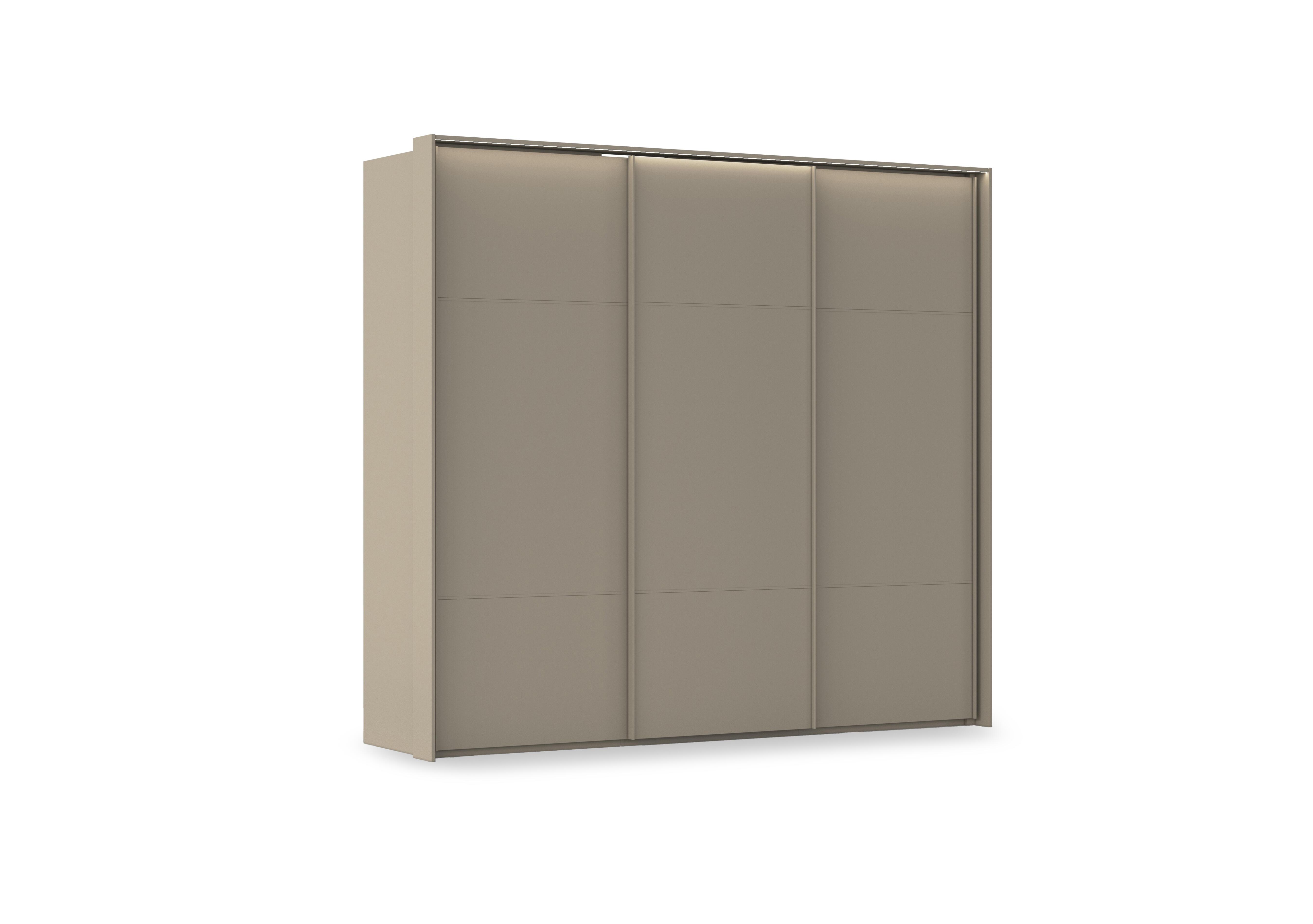 Haven 250cm 3 Door Slider Wardrobe with Décor Doors and Lights in Afd4l Fango Fango Front on Furniture Village