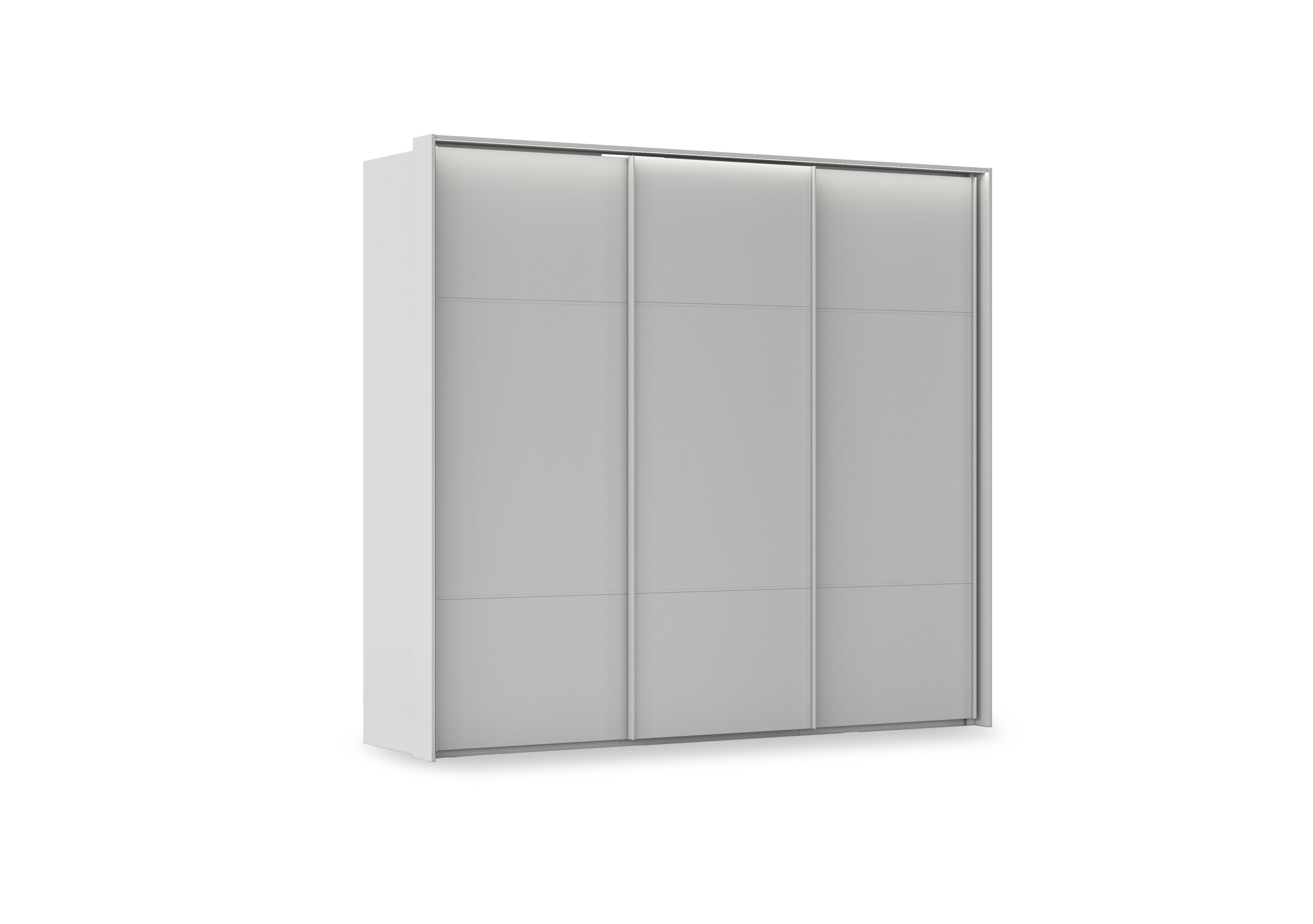 Haven 250cm 3 Door Slider Wardrobe with Décor Doors and Lights in Agd2l Silk Grey Silk Grey Frnt on Furniture Village