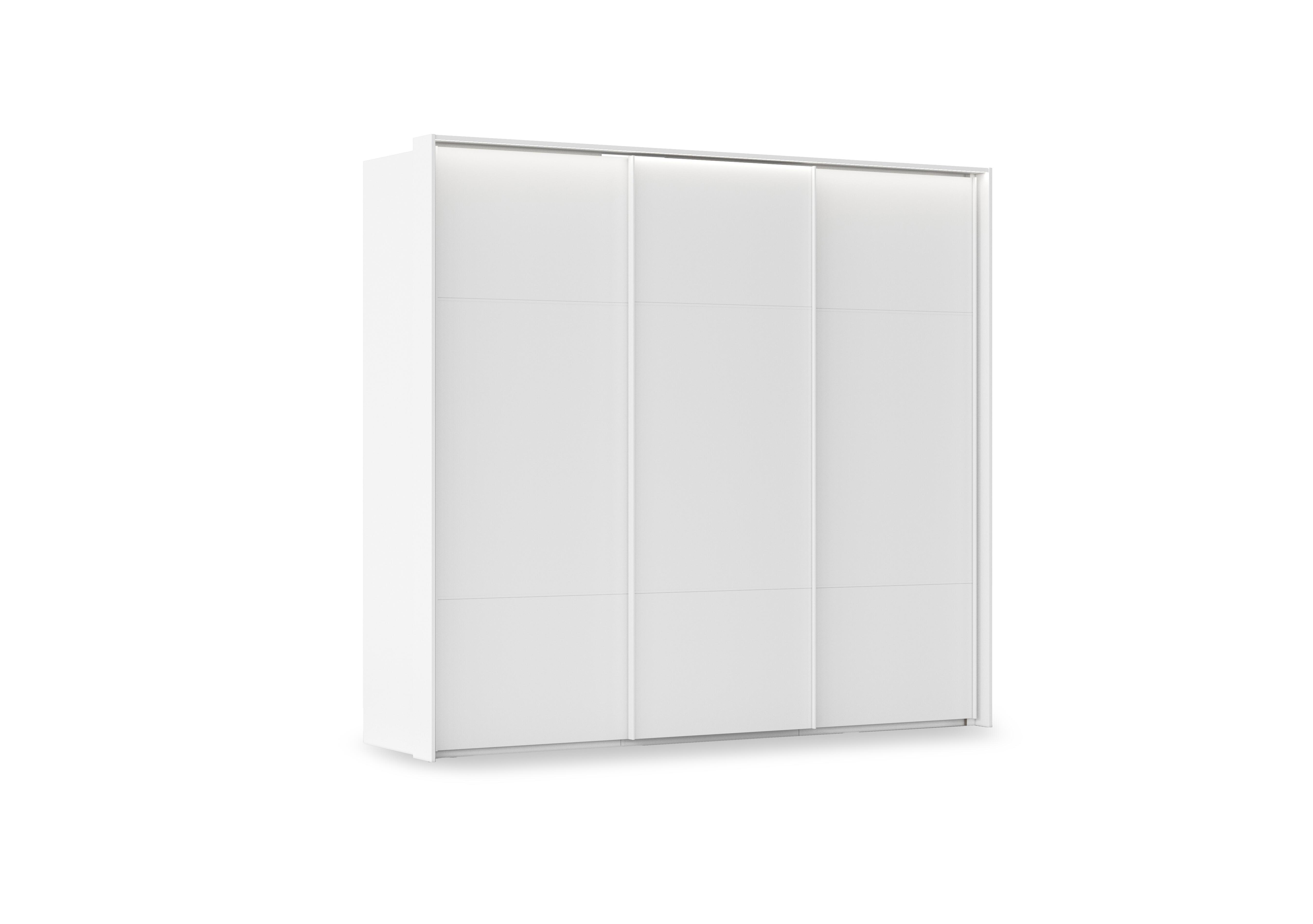 Haven 250cm 3 Door Slider Wardrobe with Décor Doors and Lights in Awd1l Alpine White White Front on Furniture Village