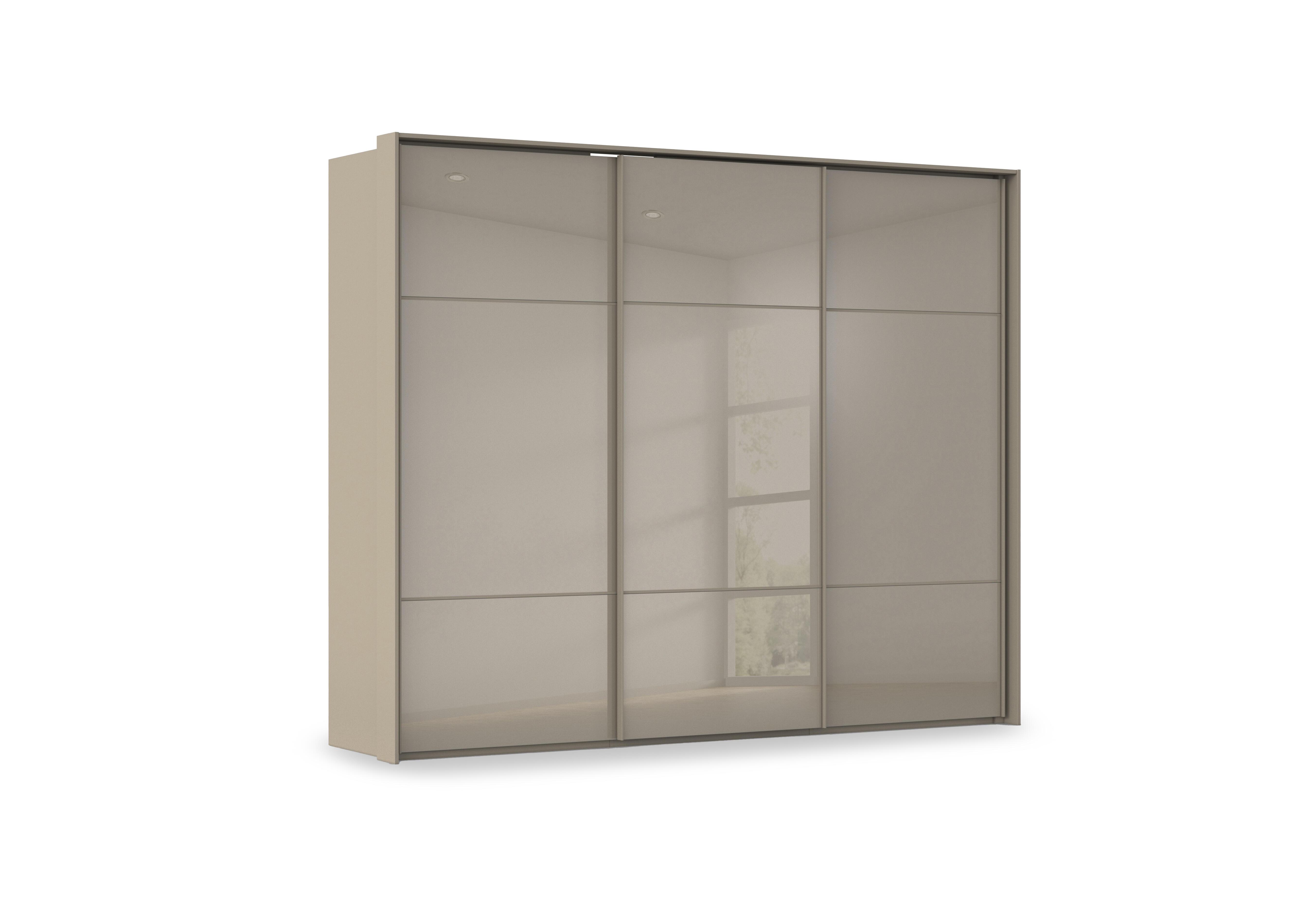 Haven 280cm 3 Door Slider Wardrobe with Glass Doors in Afg4l  Fango Fango Glass Front on Furniture Village