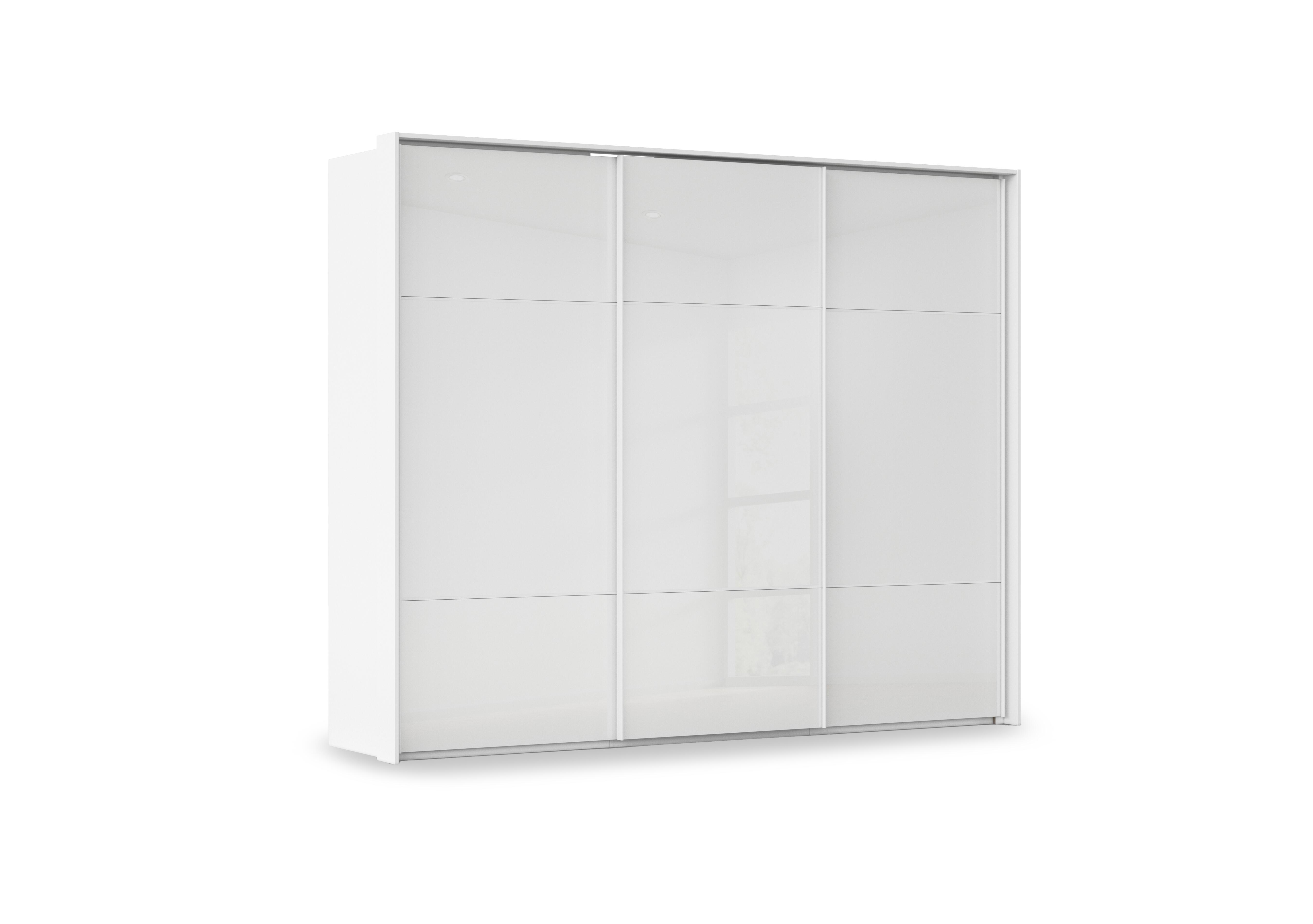 Haven 280cm 3 Door Slider Wardrobe with Glass Doors in Awg1l Alpine Wht Wht Gls Frnt on Furniture Village