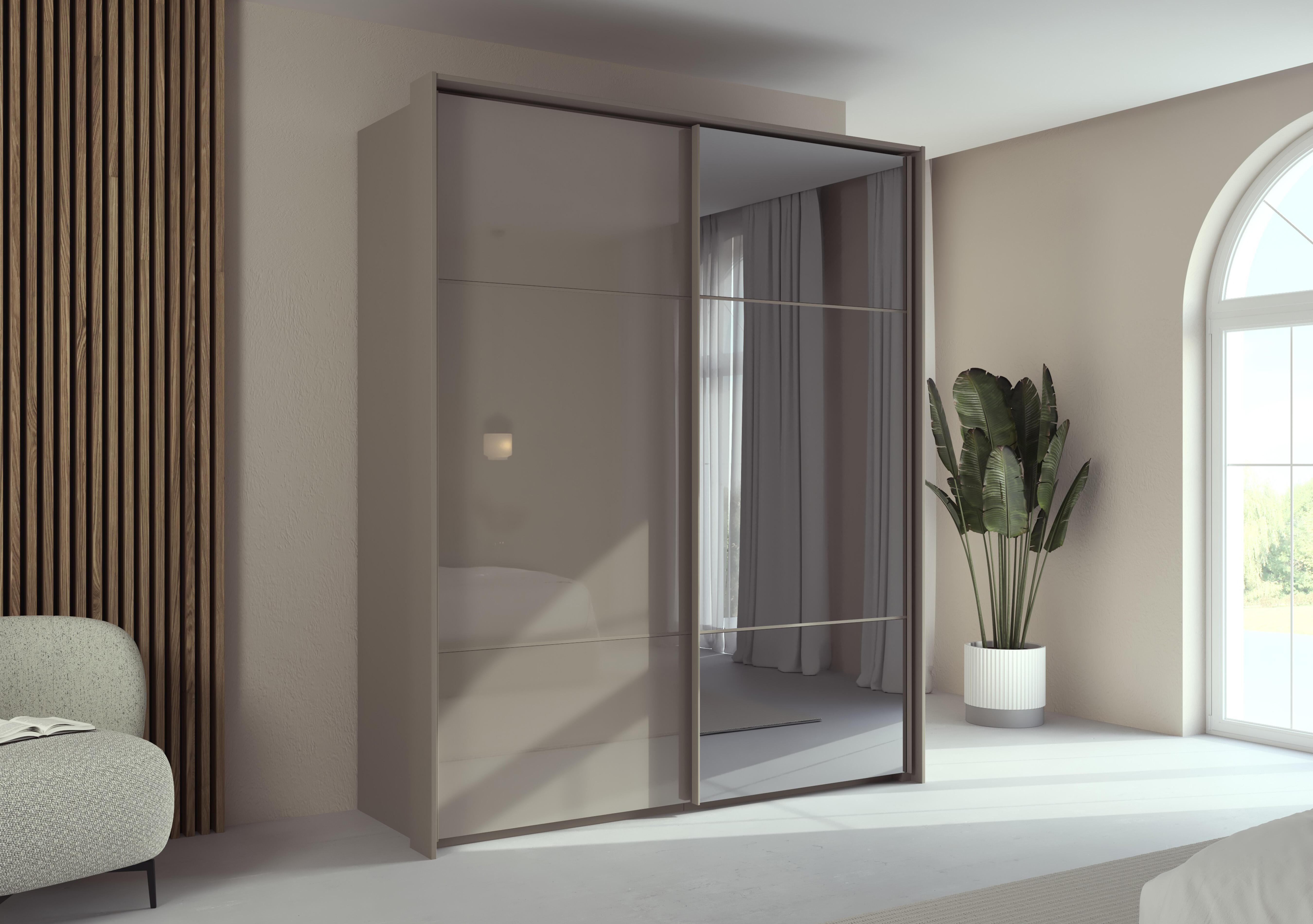 Haven 190cm 2 Door Slider Wardrobe with 1 Glass Door and 1 Mirror Door in  on Furniture Village