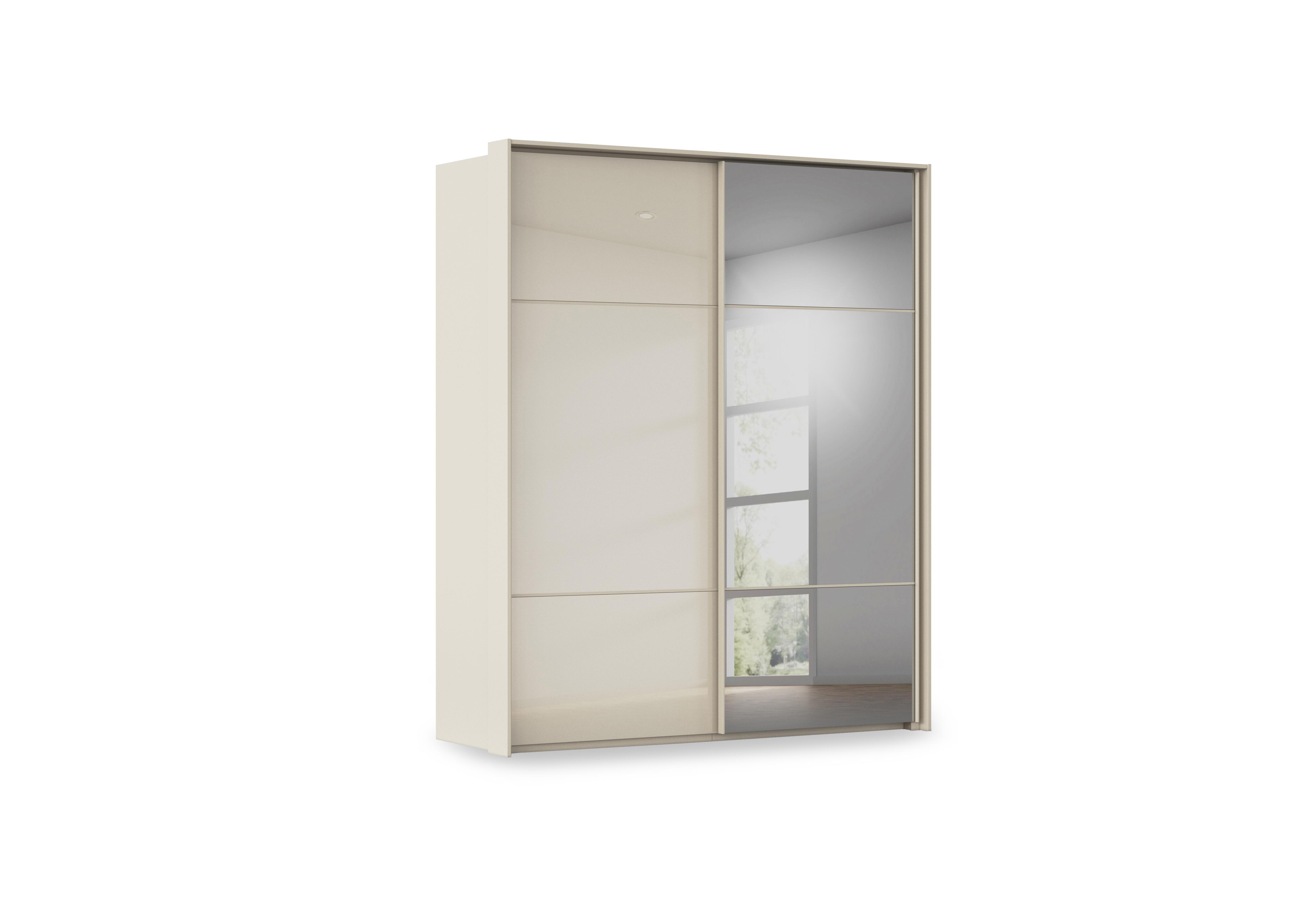 Haven 190cm 2 Door Slider Wardrobe with 1 Glass Door and 1 Mirror Door in Acg3l  Champagne Champagne Gls on Furniture Village