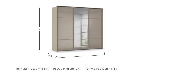 Haven 280cm 3 Door Slider Wardrobe with 2 Glass Doors and 1 Mirror Door in  on Furniture Village
