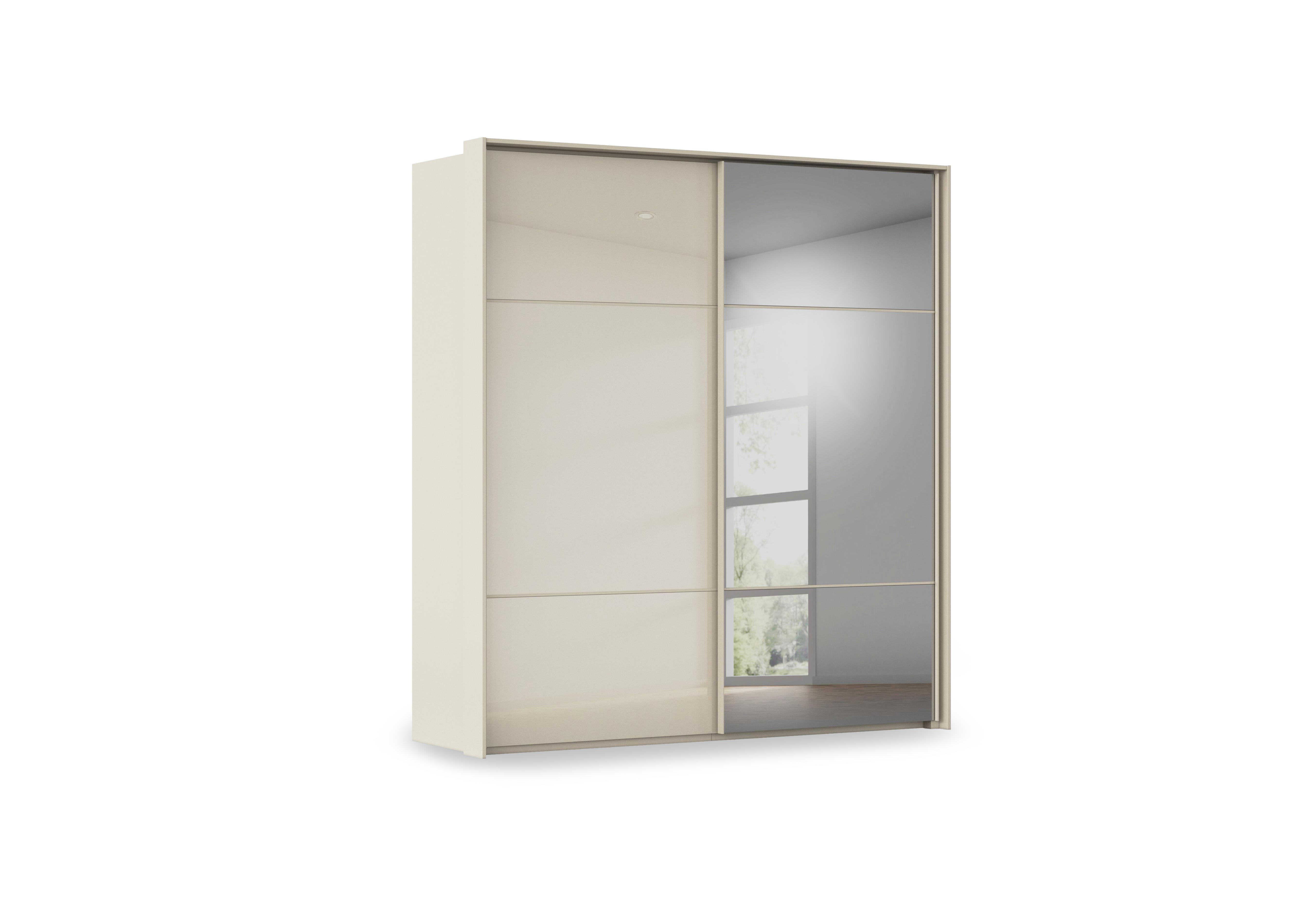 Haven 210cm 2 Door Slider Wardrobe with 1 Glass Door and 1 Mirror Door in Acg3l  Champagne Champagne Gls on Furniture Village