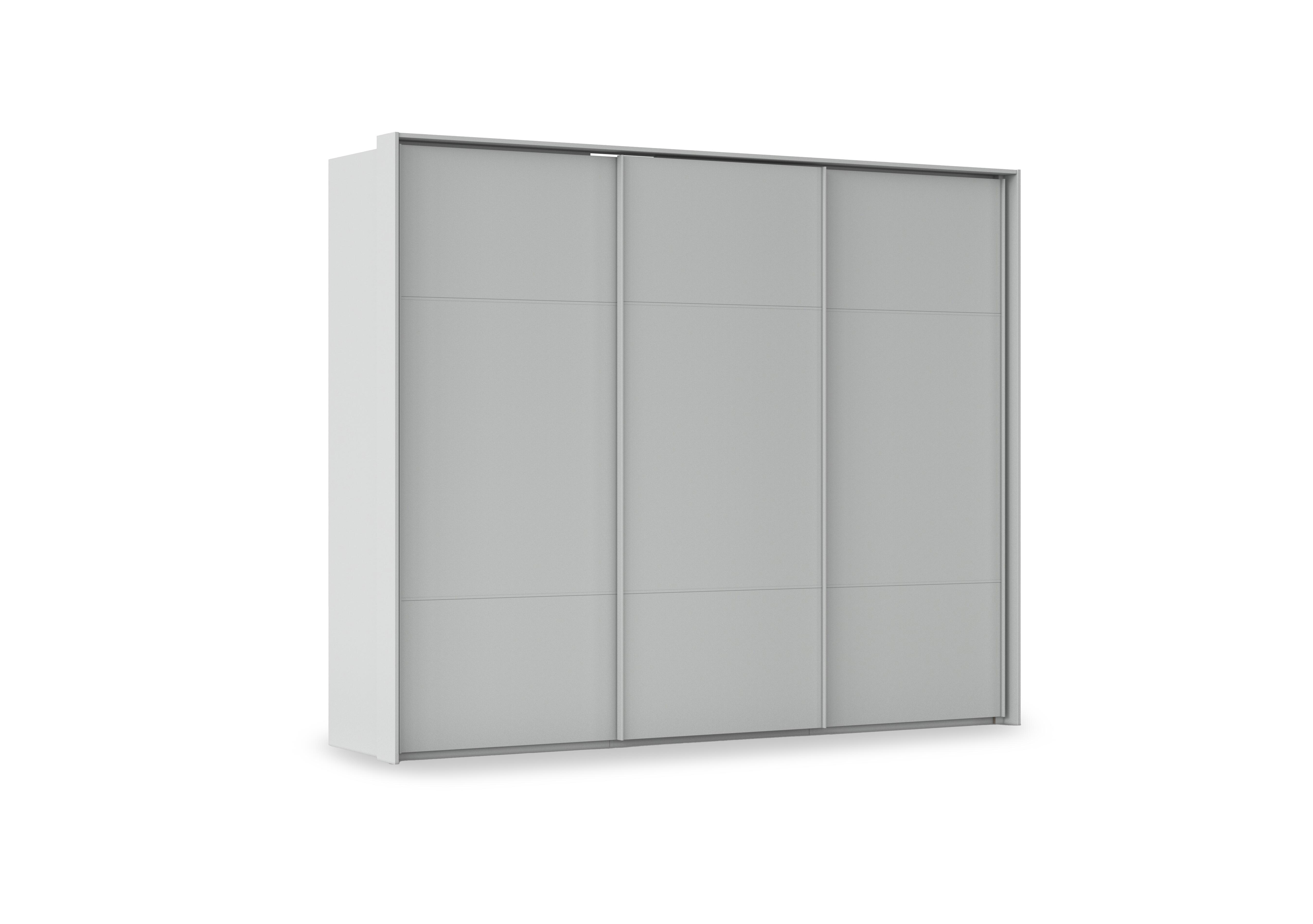 Haven 280cm 3 Door Slider Wardrobe with Décor Doors in Agd2l Silk Grey Silk Grey Frnt on Furniture Village