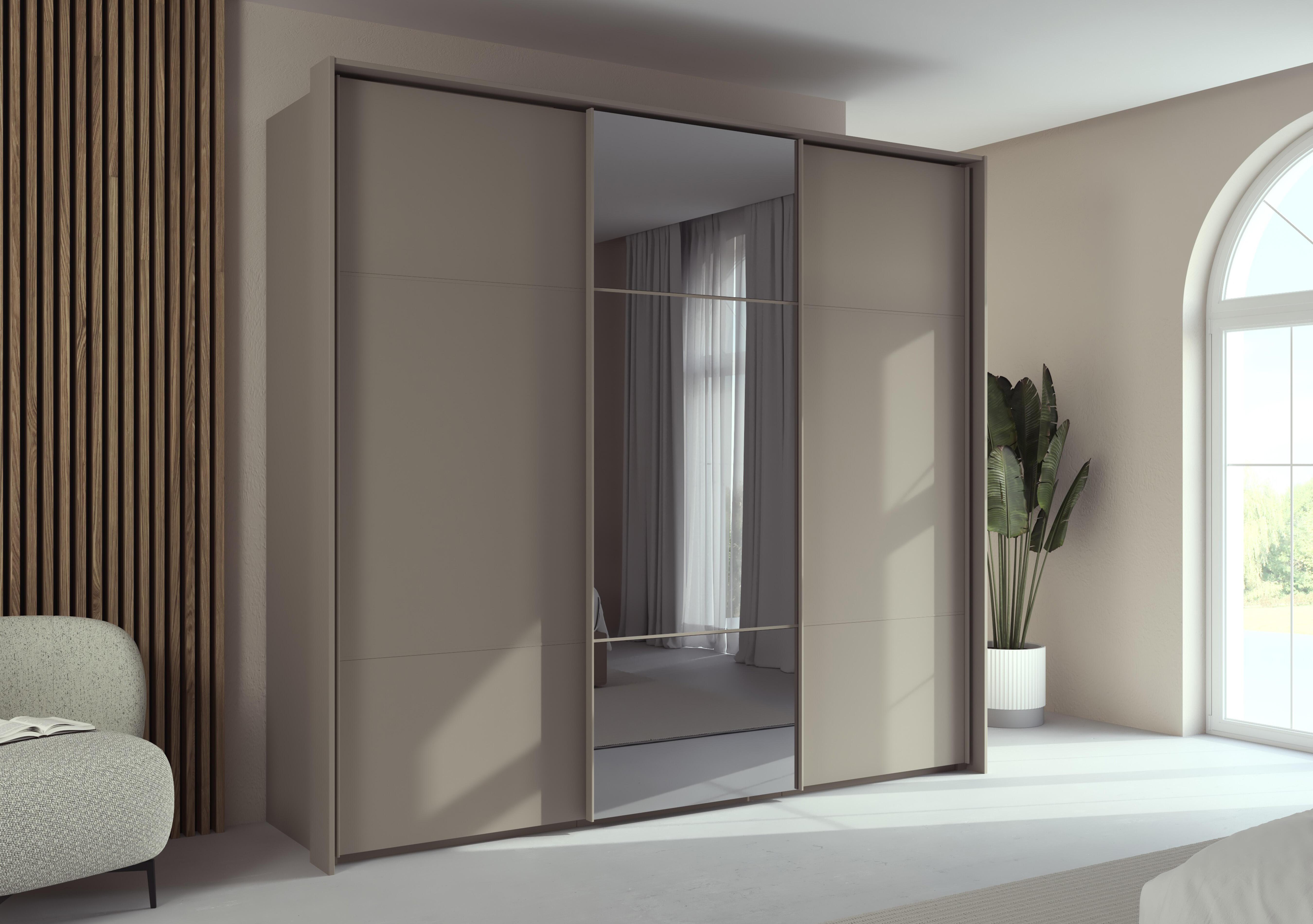 Haven 250cm 3 Door Slider Wardrobe with 2 Décor Doors and 1 Mirror Door in  on Furniture Village