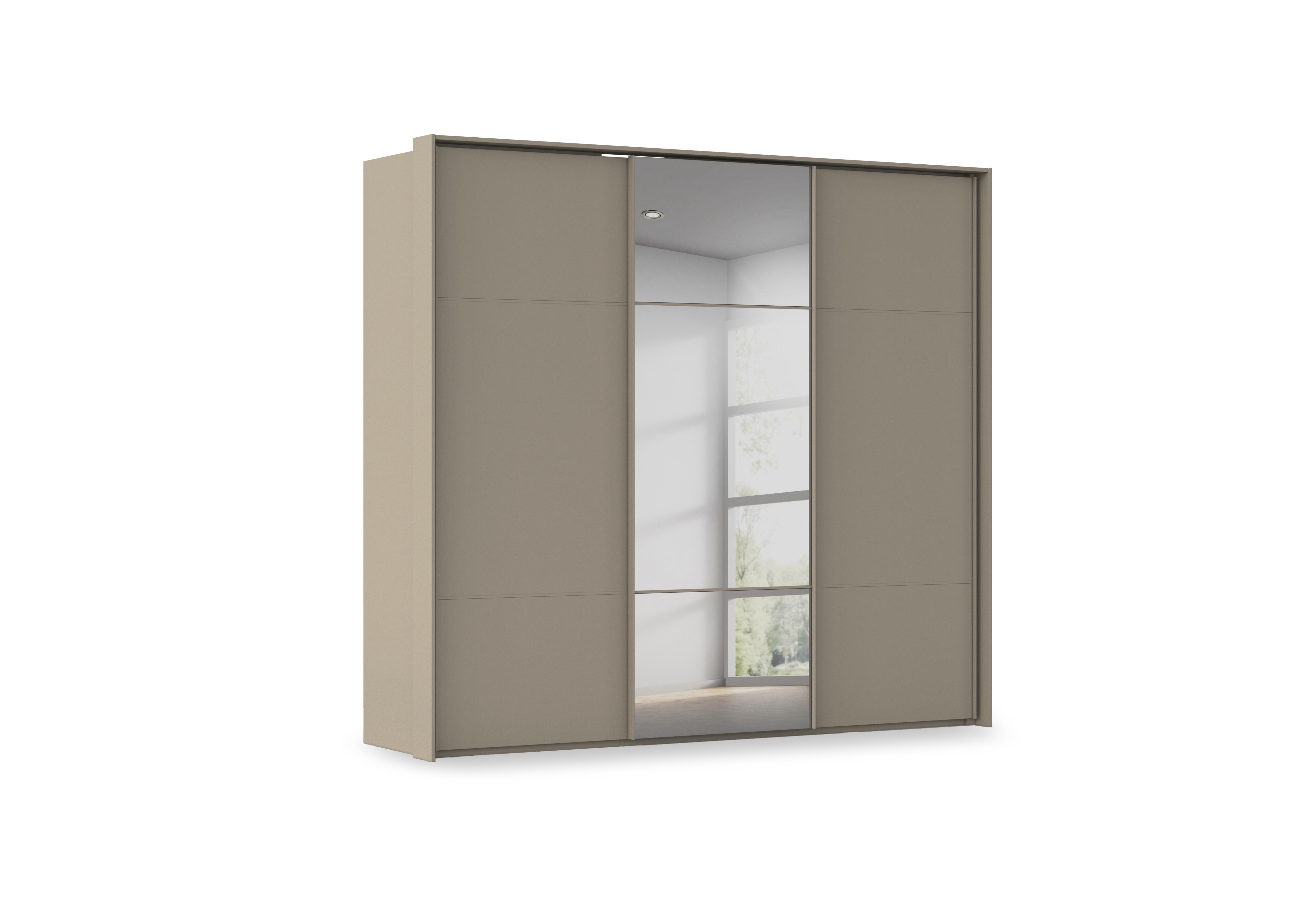 Haven 250cm 3 Door Slider Wardrobe with 2 Décor Doors and 1 Mirror Door in Afd4l Fango Fango Front on Furniture Village