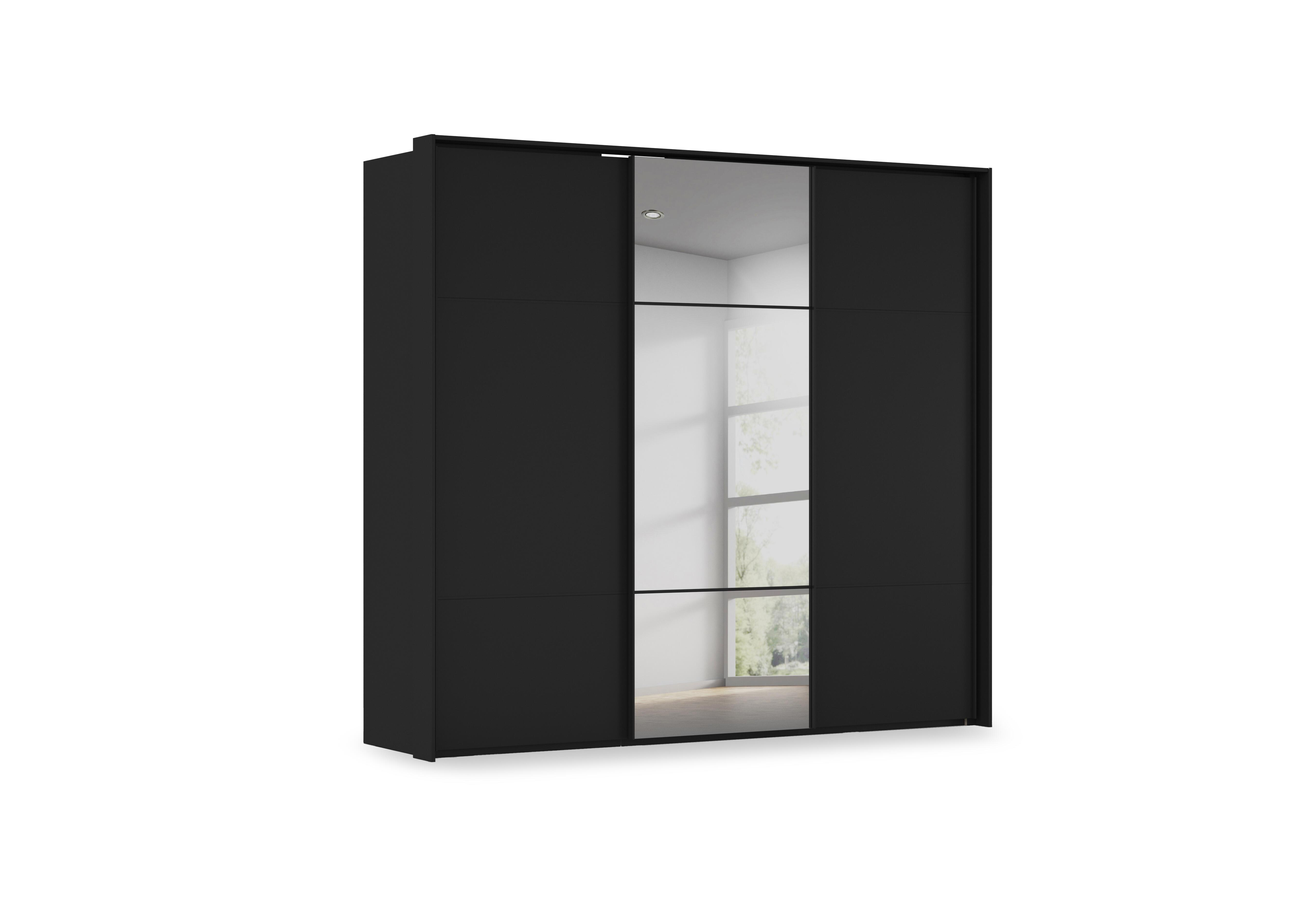 Haven 250cm 3 Door Slider Wardrobe with 2 Décor Doors and 1 Mirror Door in Asd5t  Black Black Front on Furniture Village