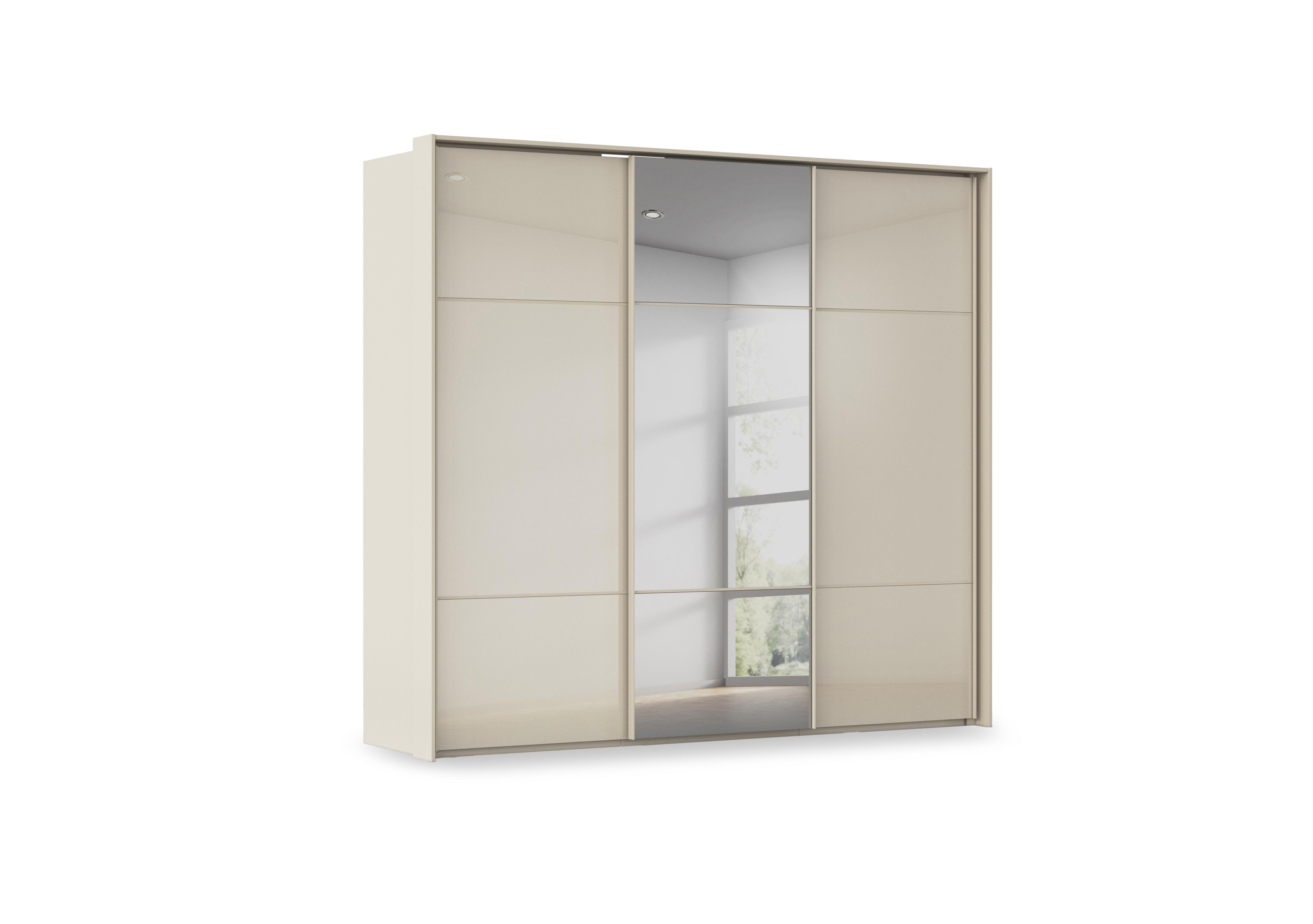 Haven 250cm 3 Door Slider Wardrobe with 2 Glass Doors and 1 Mirror Door in Acg3l  Champagne Champagne Gls on Furniture Village