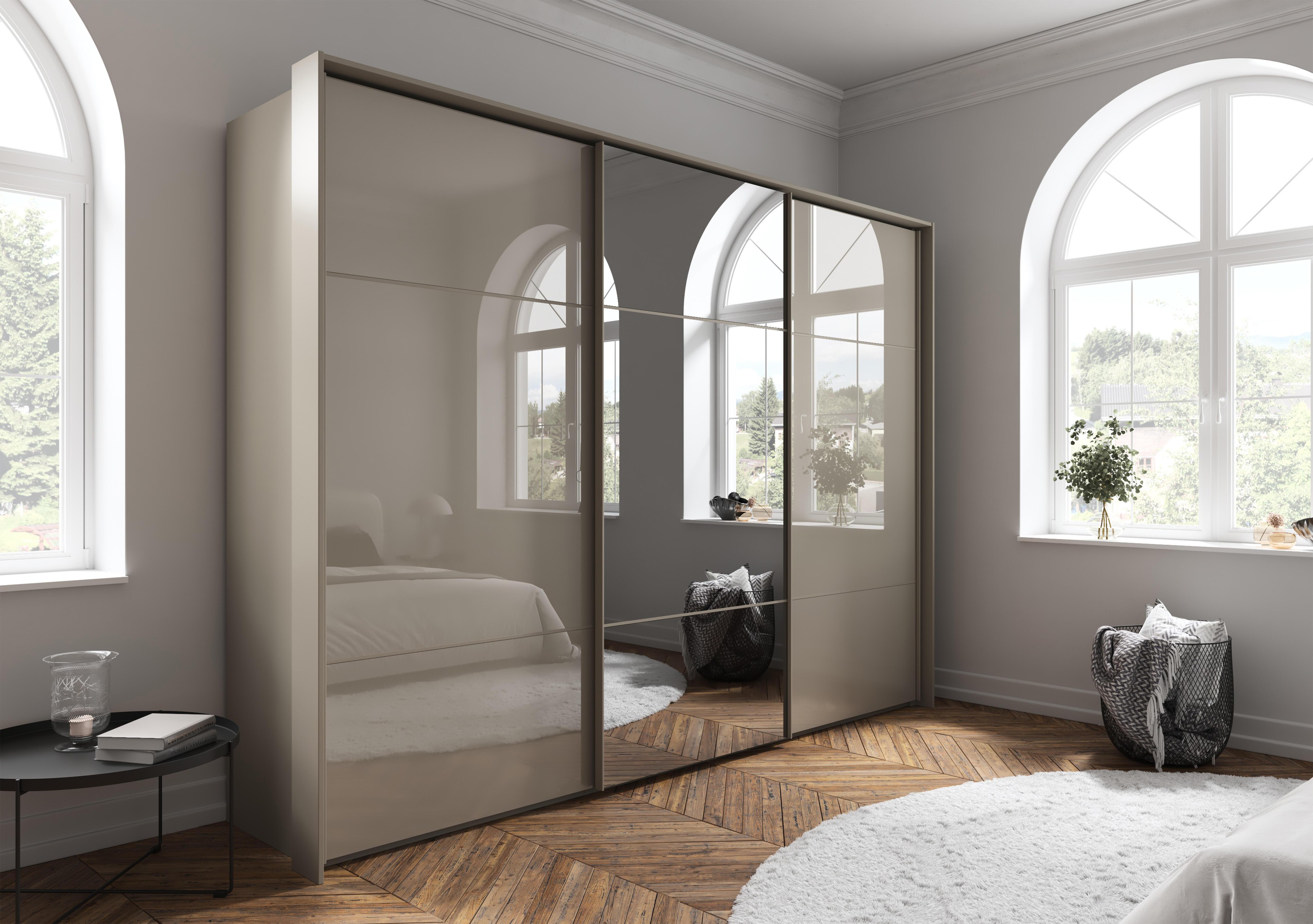 Haven 310cm 3 Door Slider Wardrobe with 2 Glass Doors and 1 Mirror Door in  on Furniture Village