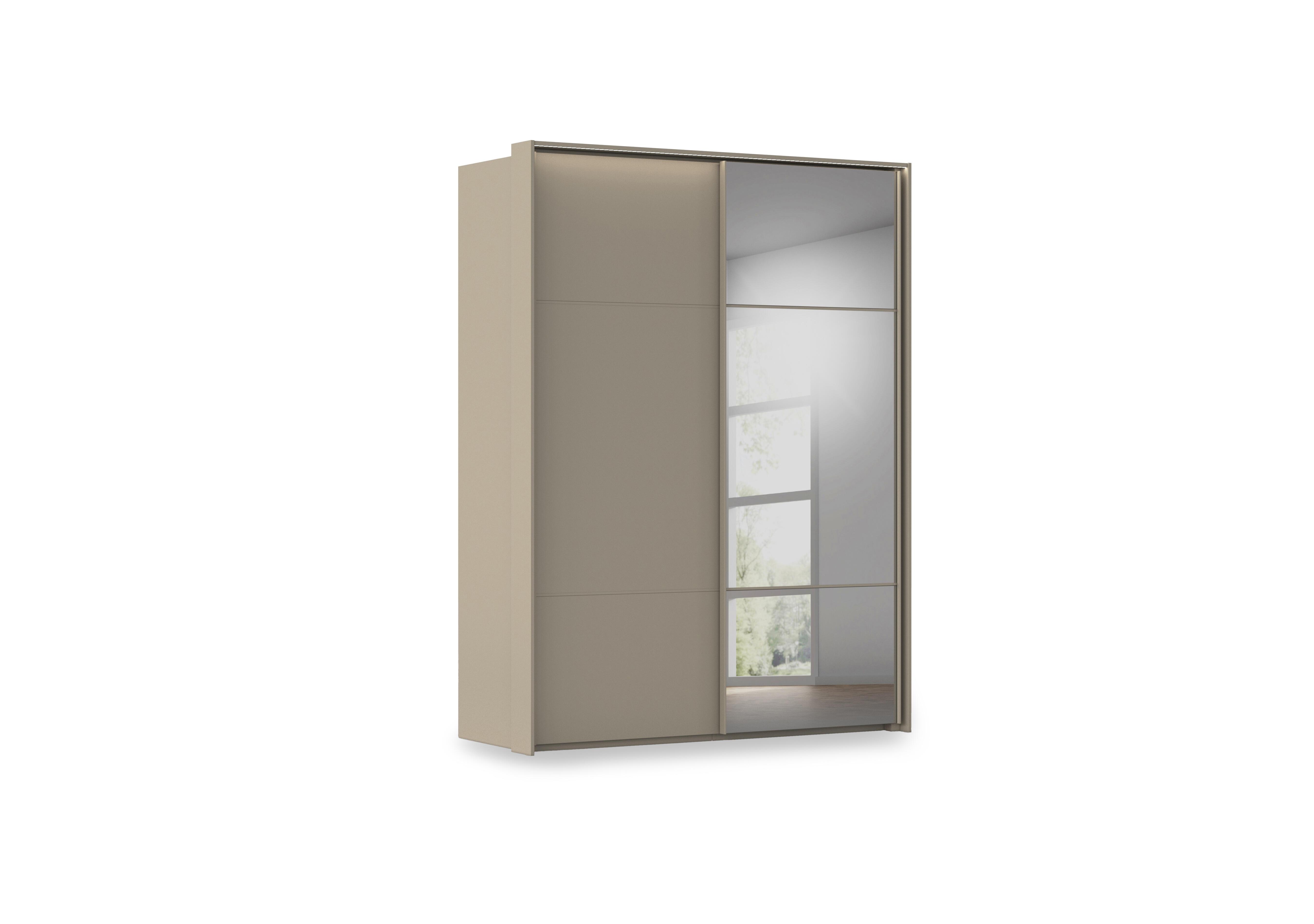 Haven 170cm 2 Door Slider Wardrobe with 1 Décor Door, 1 Mirror Door and Lights in Afd4l Fango Fango Front on Furniture Village