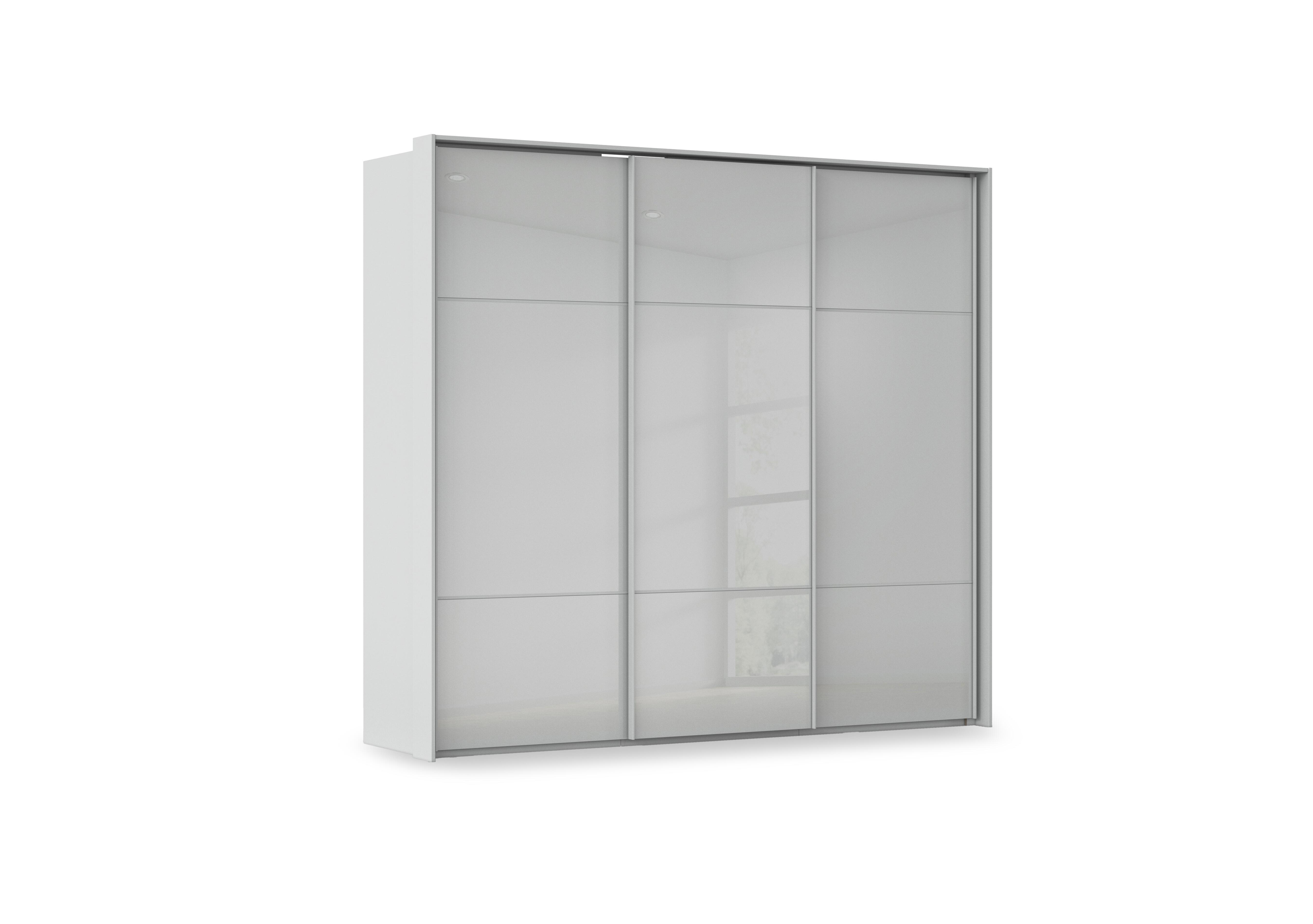Haven 250cm 3 Door Slider Wardrobe with Glass Doors in Agg2l Silk Gry Silk Gr Gls Frn on Furniture Village