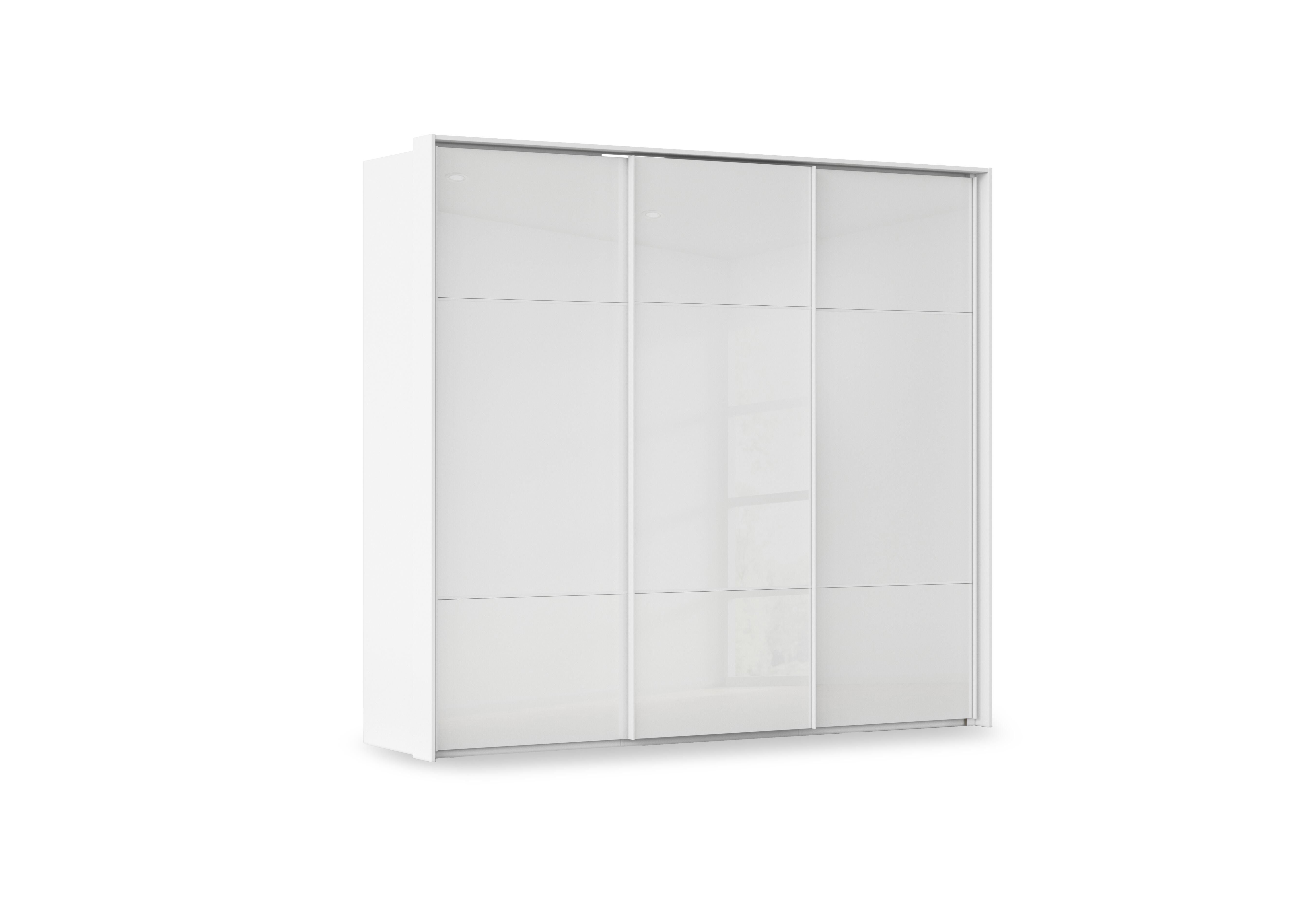 Haven 250cm 3 Door Slider Wardrobe with Glass Doors in Awg1l Alpine Wht Wht Gls Frnt on Furniture Village