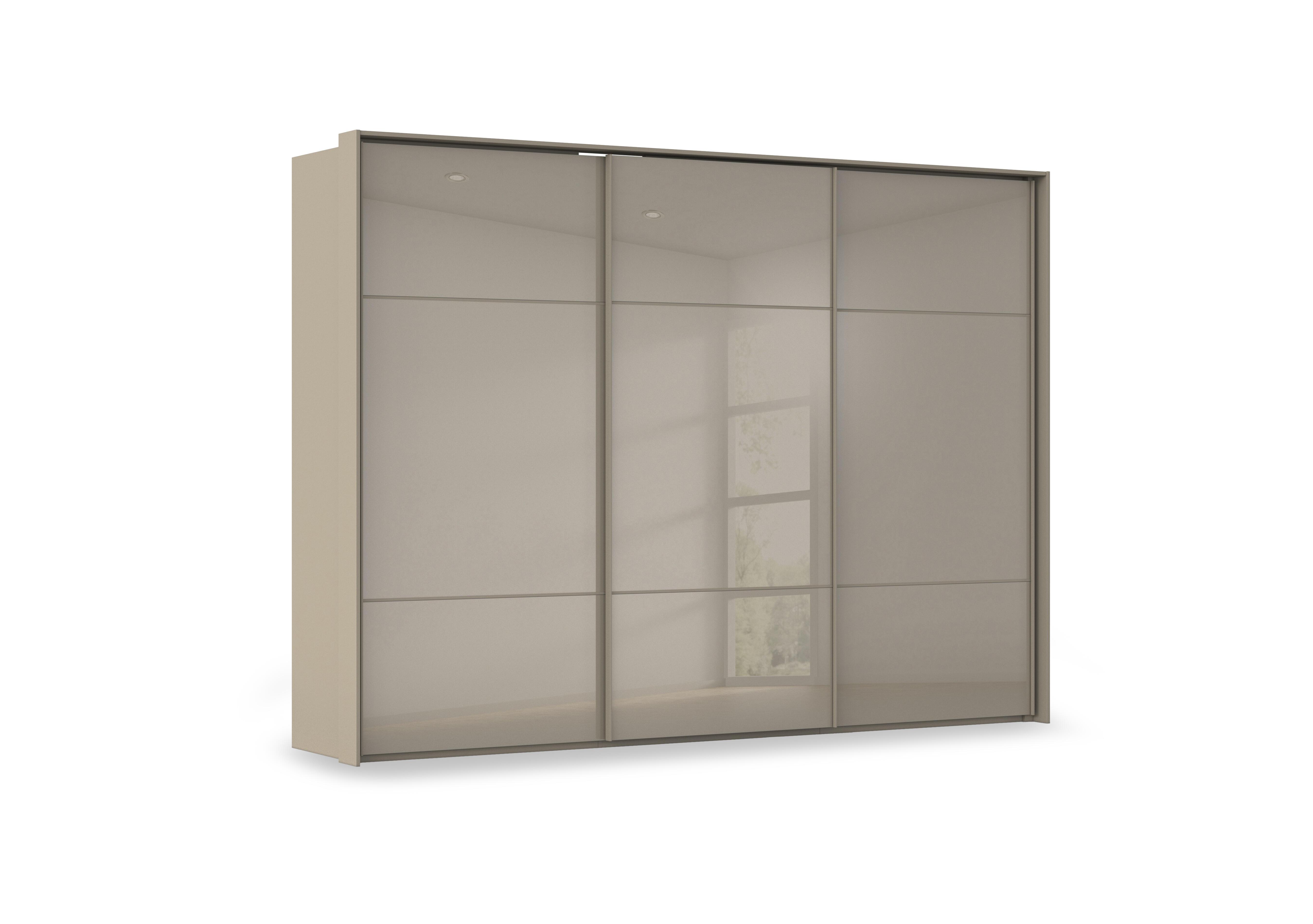 Haven 310cm 3 Door Slider Wardrobe with Glass Doors in Afg4l  Fango Fango Glass Front on Furniture Village