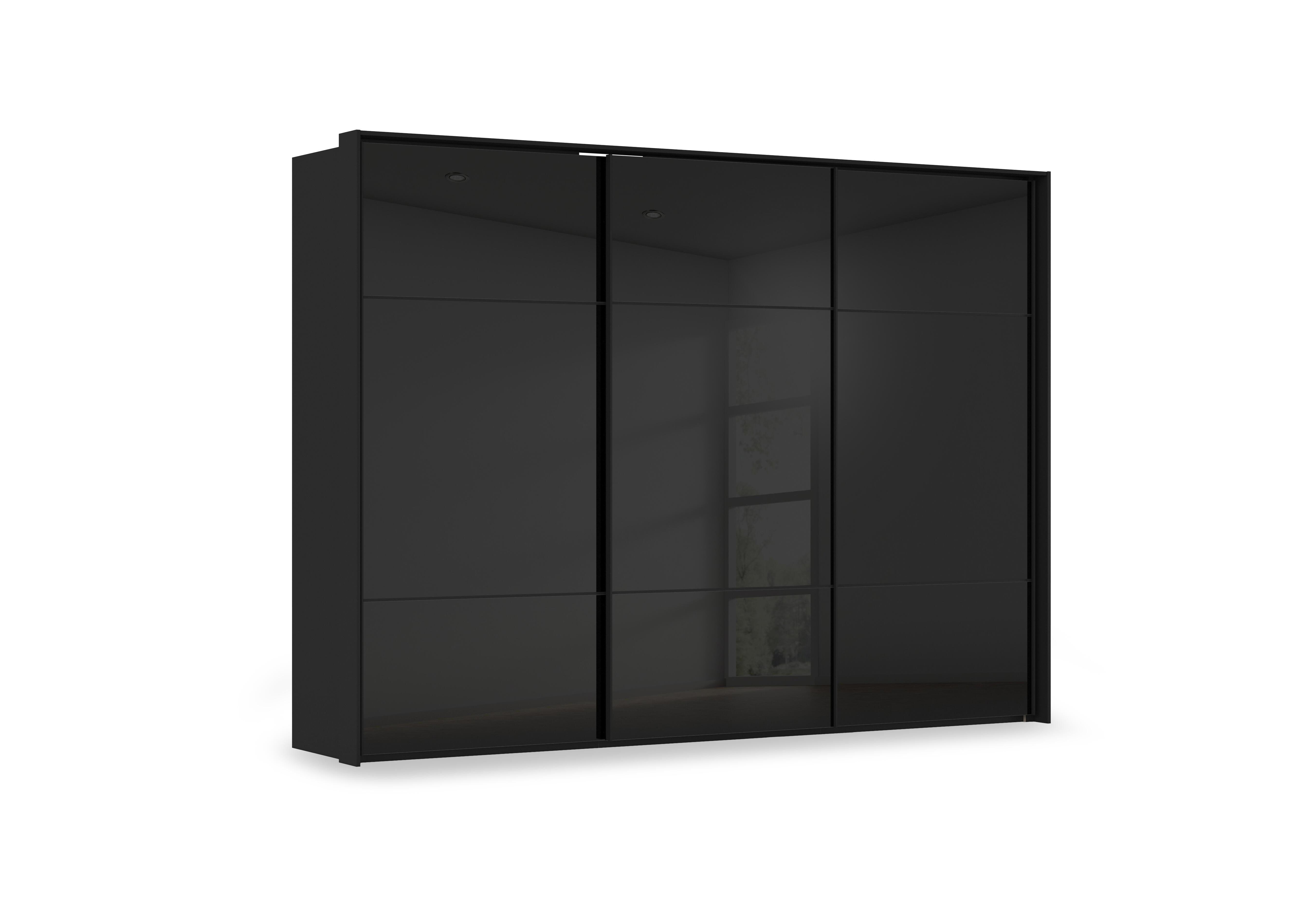 Haven 310cm 3 Door Slider Wardrobe with Glass Doors in Asg5t  Black Black Glass Front on Furniture Village