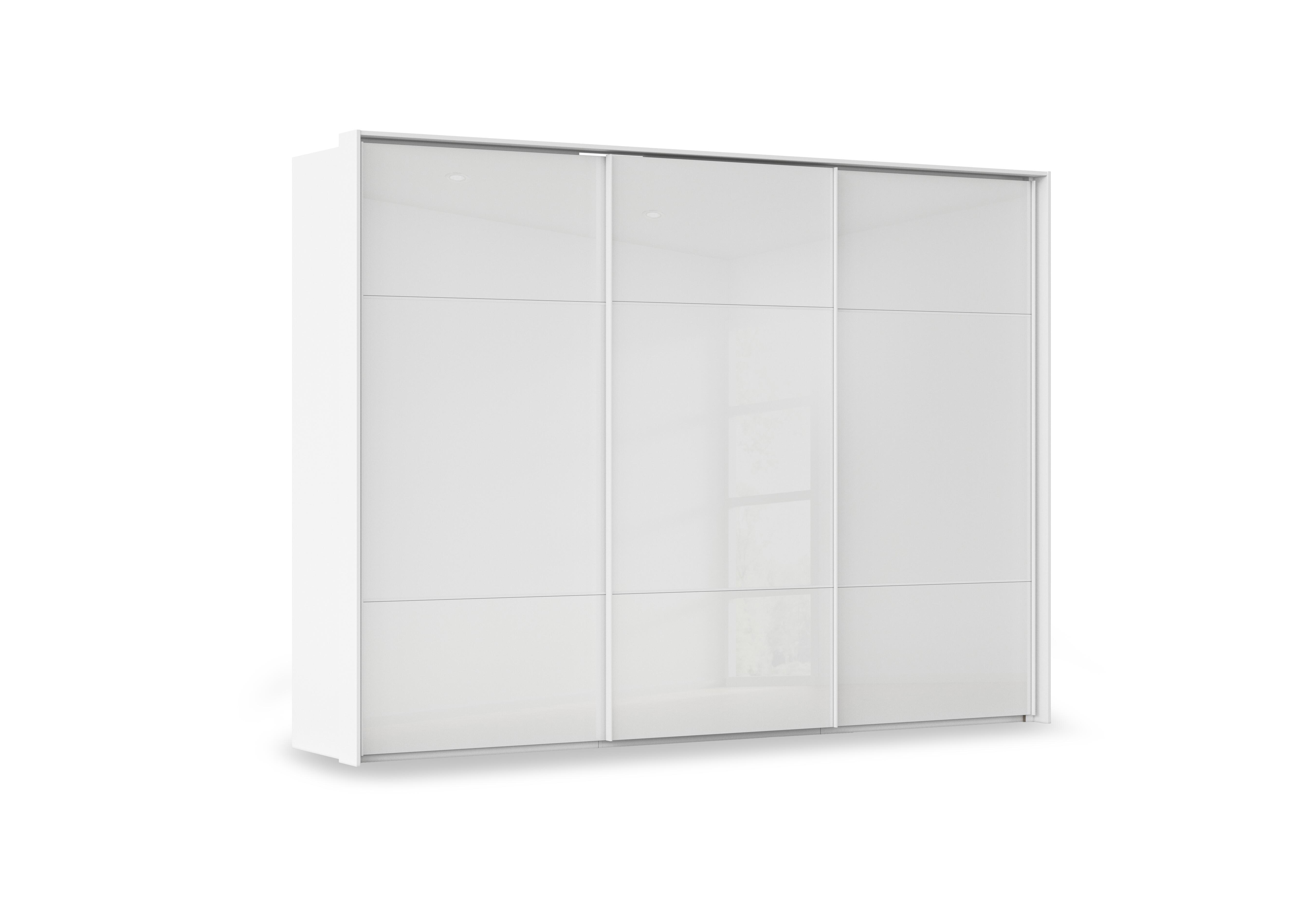 Haven 310cm 3 Door Slider Wardrobe with Glass Doors in Awg1l Alpine Wht Wht Gls Frnt on Furniture Village