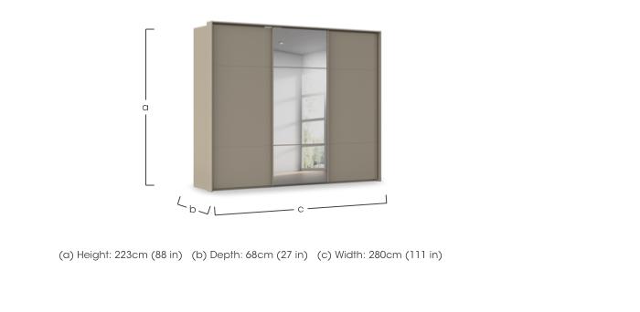 Haven 280cm 3 Door Slider Wardrobe with 2 Décor Doors and 1 Mirror Door in  on Furniture Village