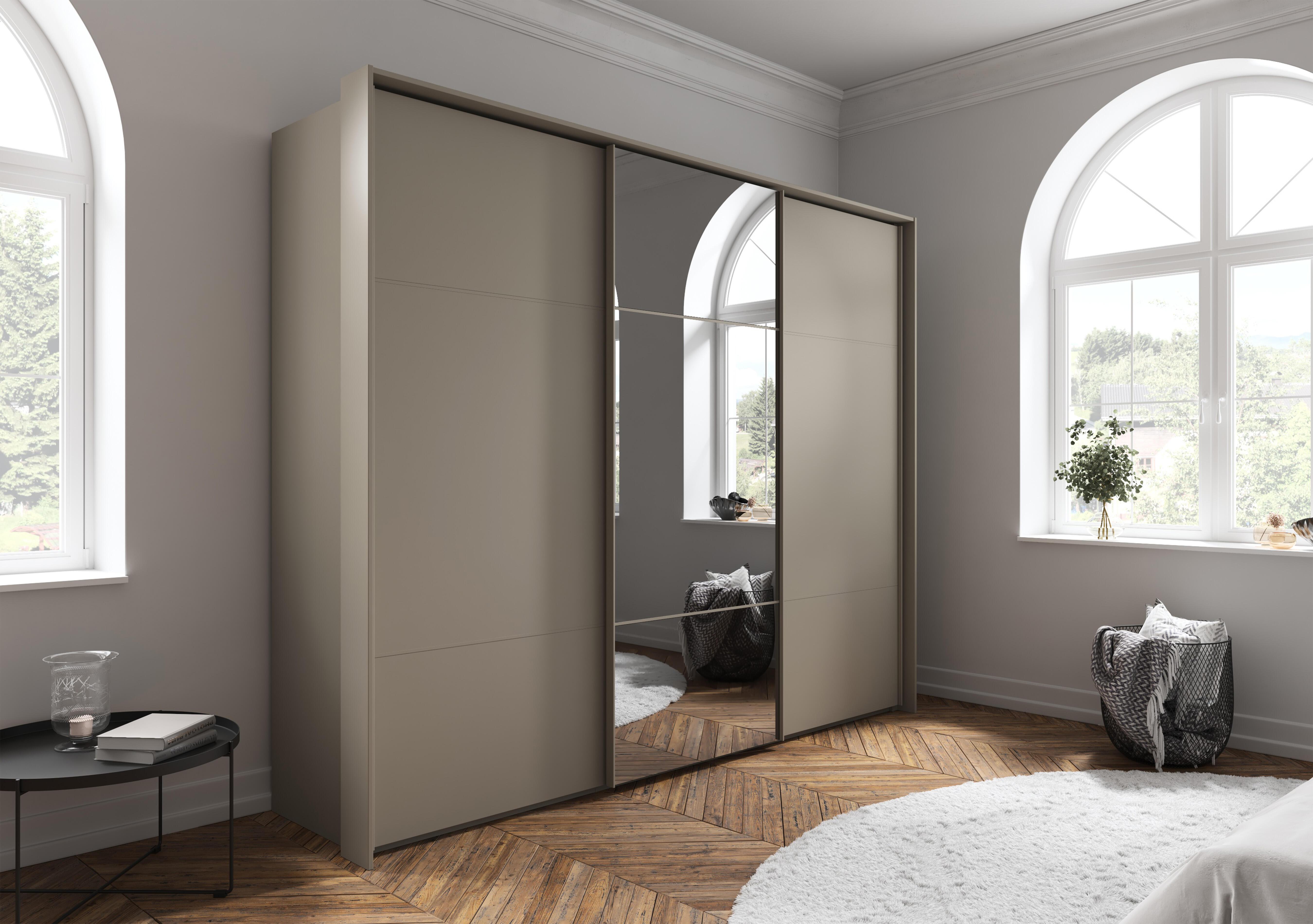 Haven 280cm 3 Door Slider Wardrobe with 2 Décor Doors and 1 Mirror Door in  on Furniture Village
