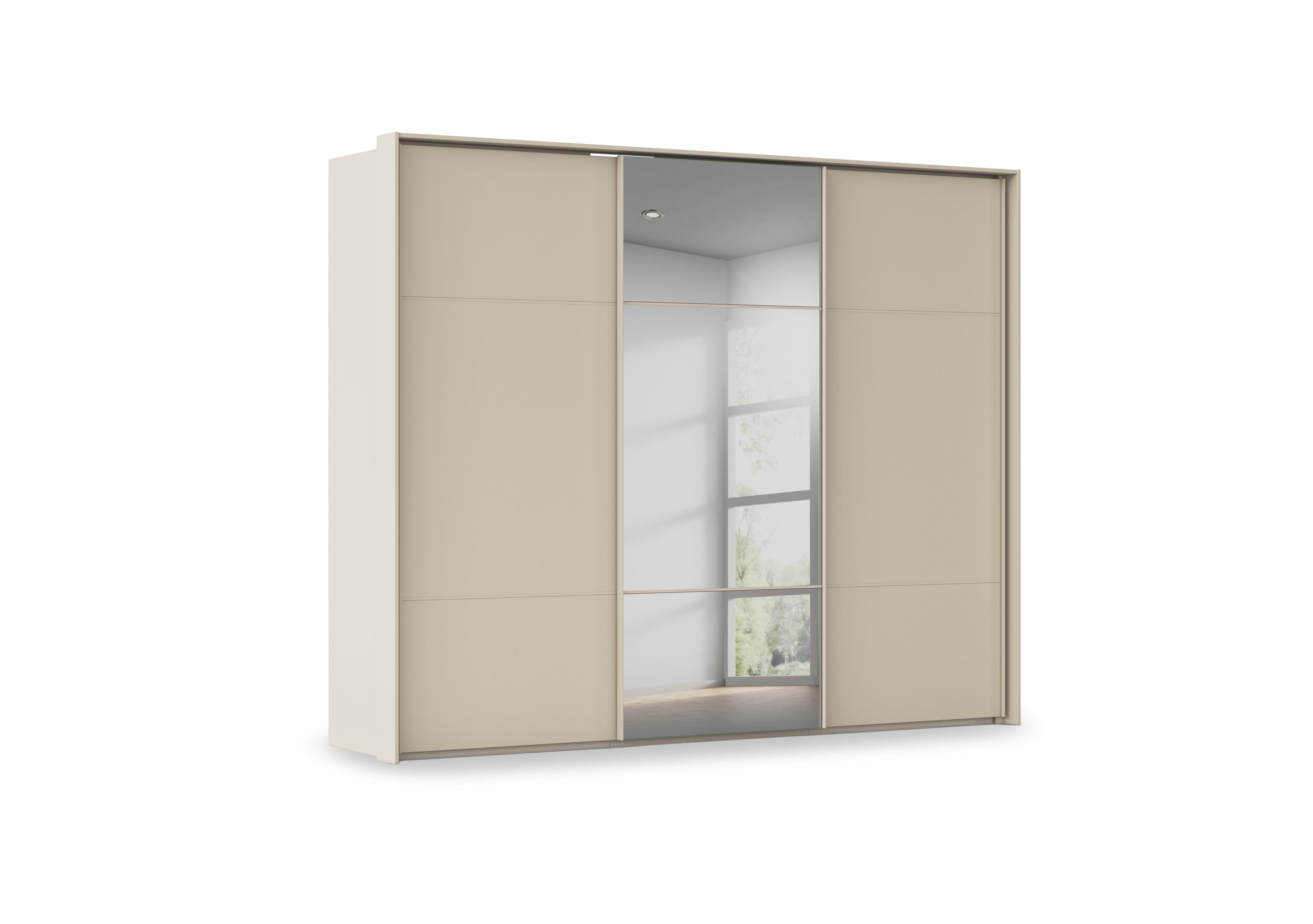 Haven 280cm 3 Door Slider Wardrobe with 2 Décor Doors and 1 Mirror Door in Acd3l  Champagne Champagne Frn on Furniture Village