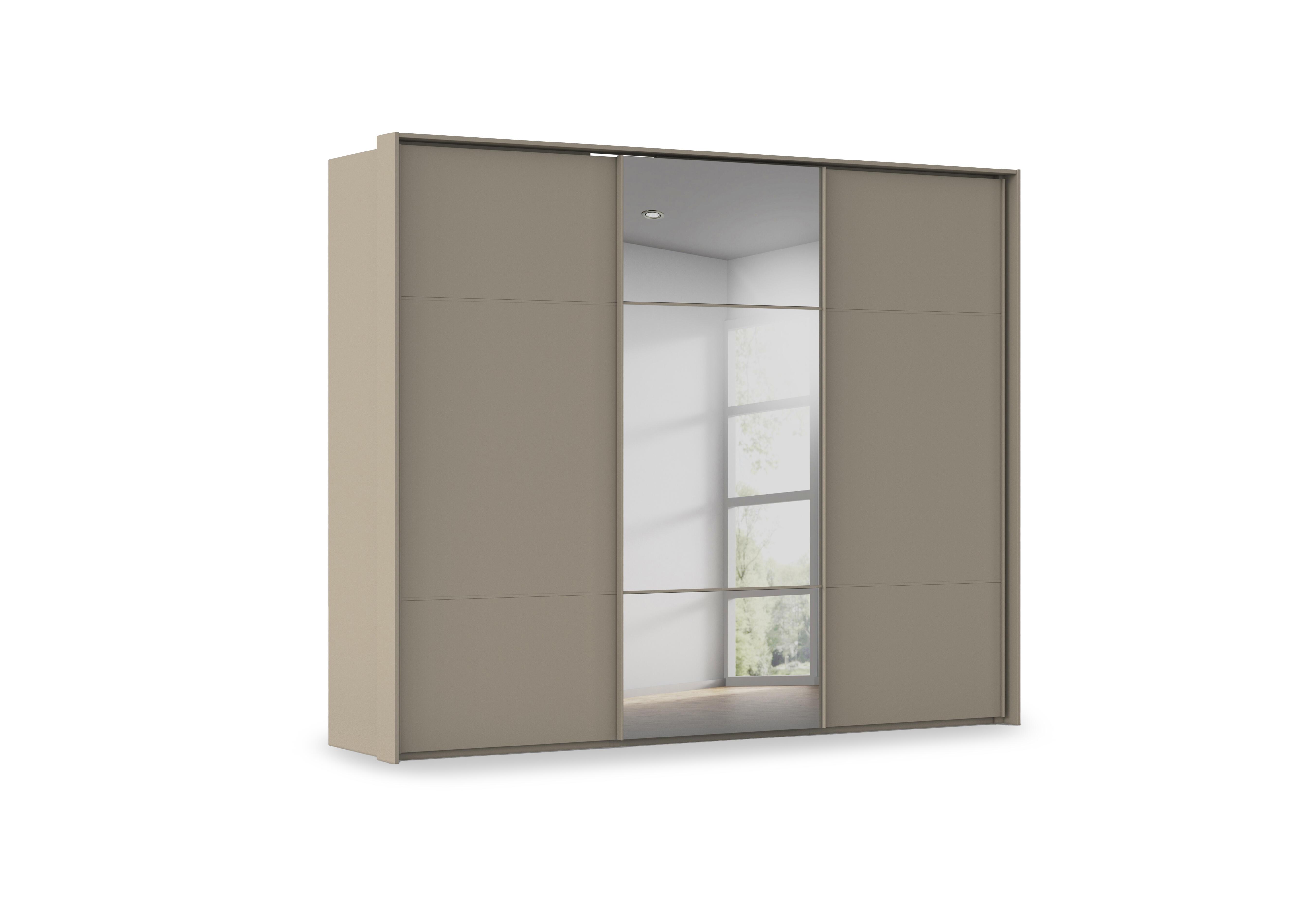 Haven 280cm 3 Door Slider Wardrobe with 2 Décor Doors and 1 Mirror Door in Afd4l Fango Fango Front on Furniture Village