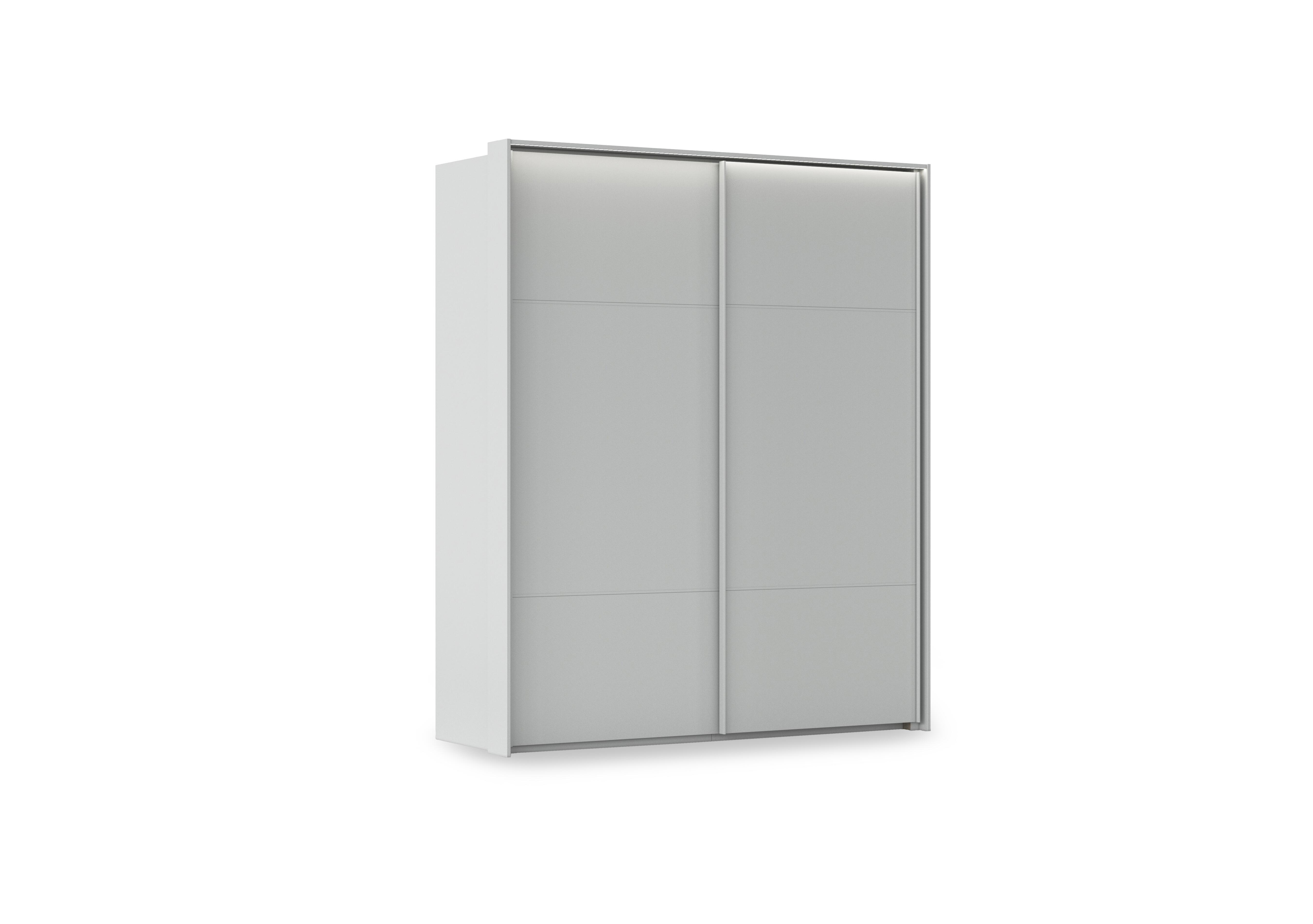 Haven 190cm 2 Door Slider Wardrobe with Décor Doors and Lights in Agd2l Silk Grey Silk Grey Frnt on Furniture Village