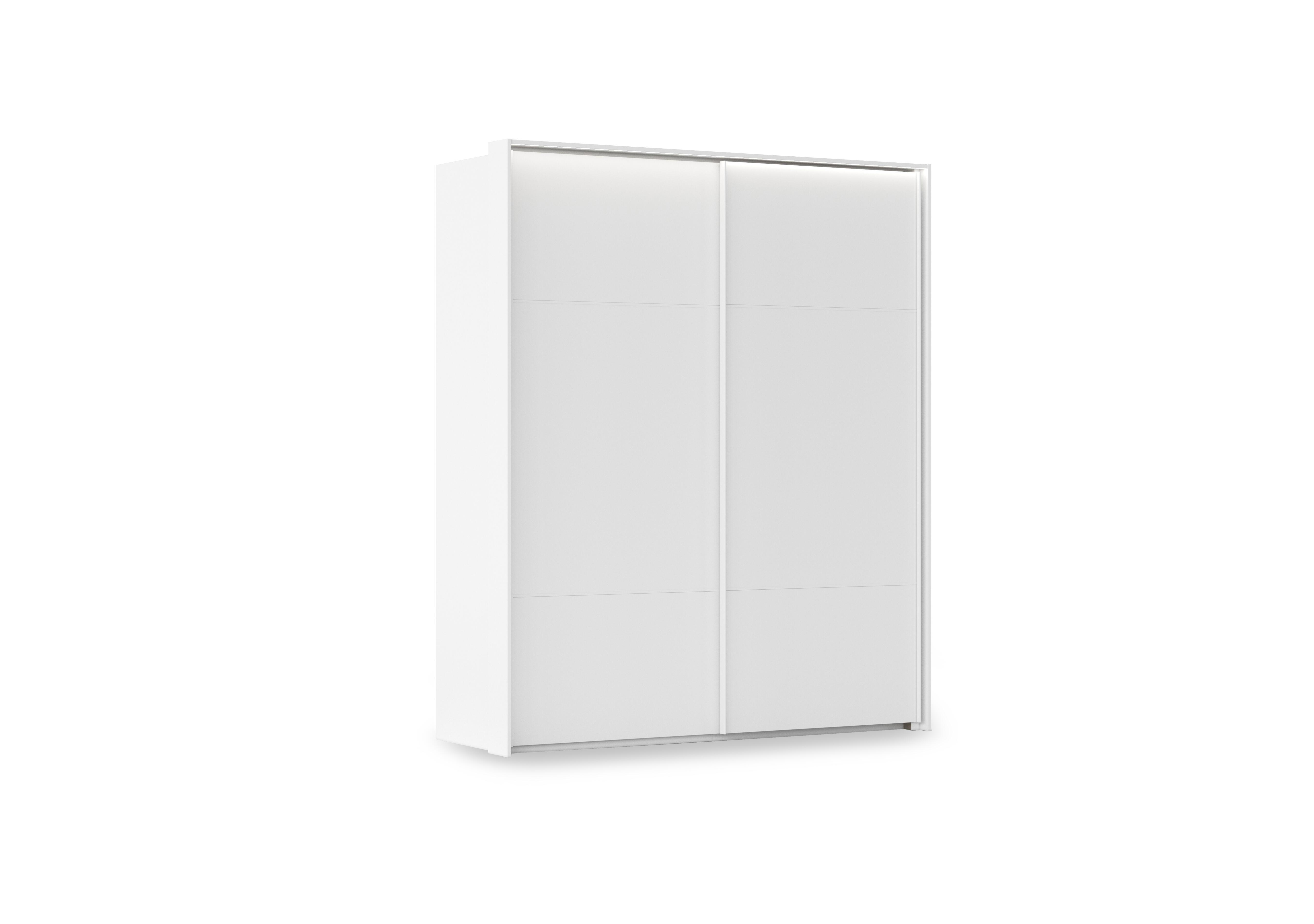 Haven 190cm 2 Door Slider Wardrobe with Décor Doors and Lights in Awd1l Alpine White White Front on Furniture Village