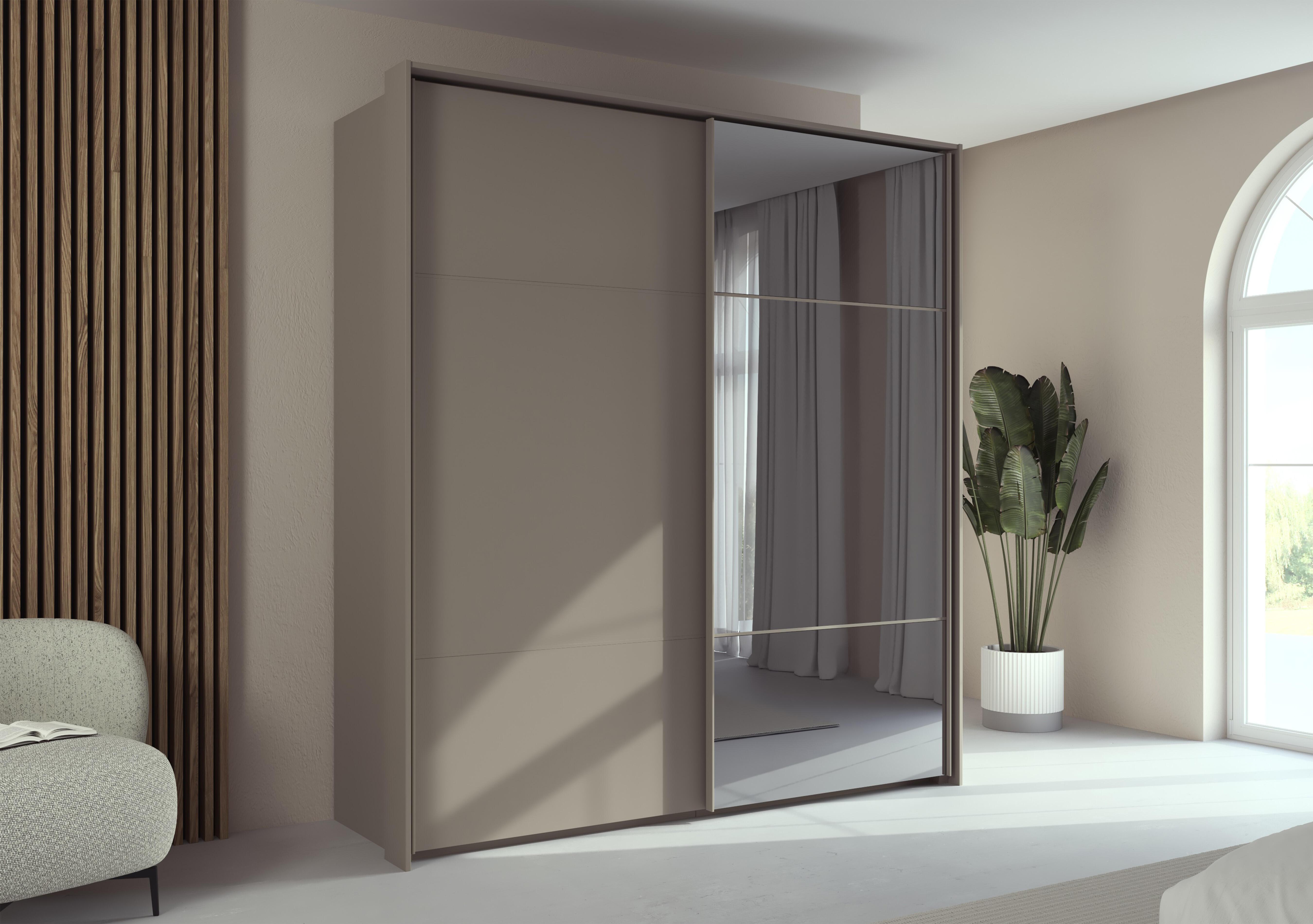 Haven 210cm 2 Door Slider Wardrobe with 1 Décor Door and 1 Mirror Door in  on Furniture Village