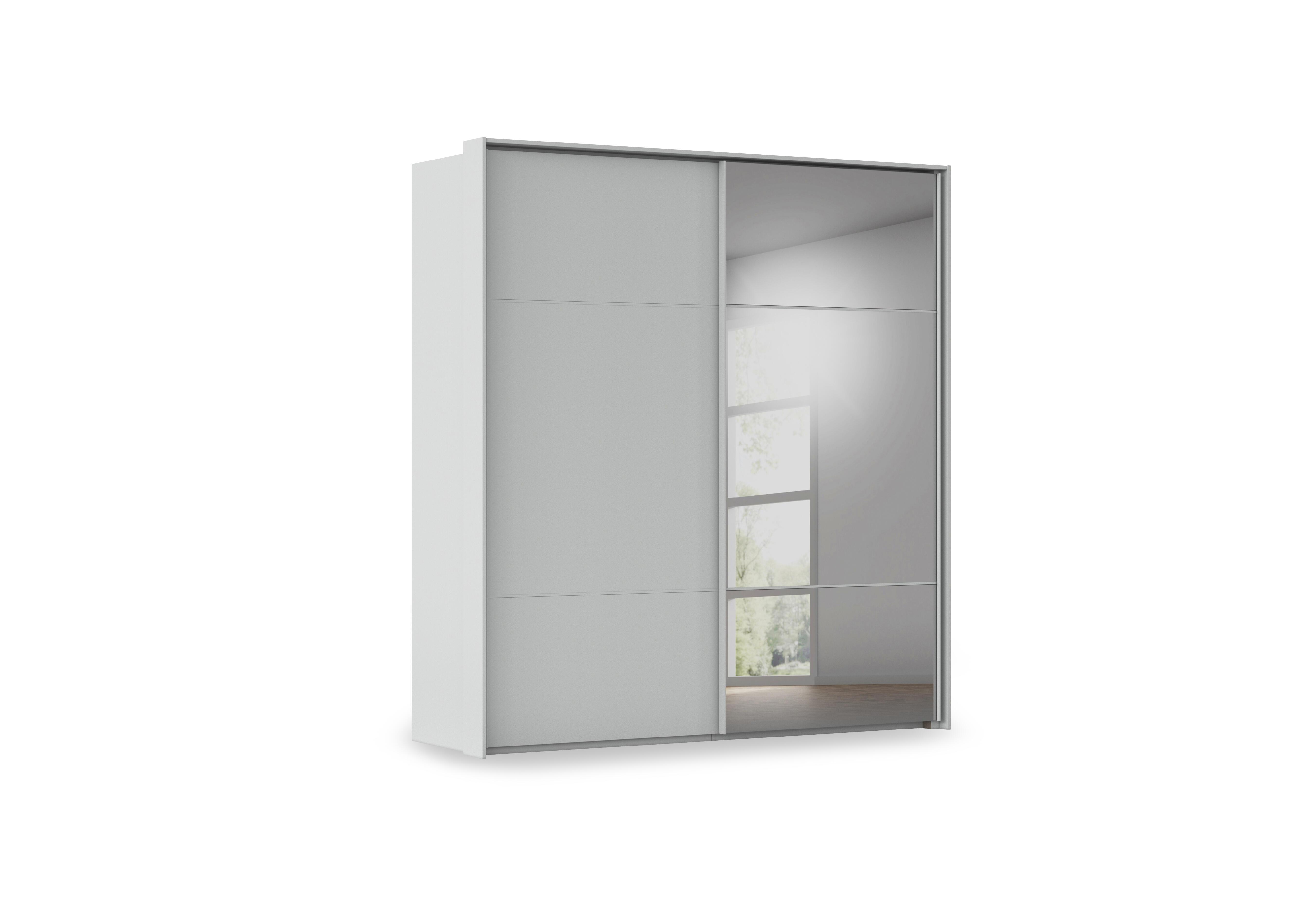 Haven 210cm 2 Door Slider Wardrobe with 1 Décor Door and 1 Mirror Door in Agd2l Silk Grey Silk Grey Frnt on Furniture Village