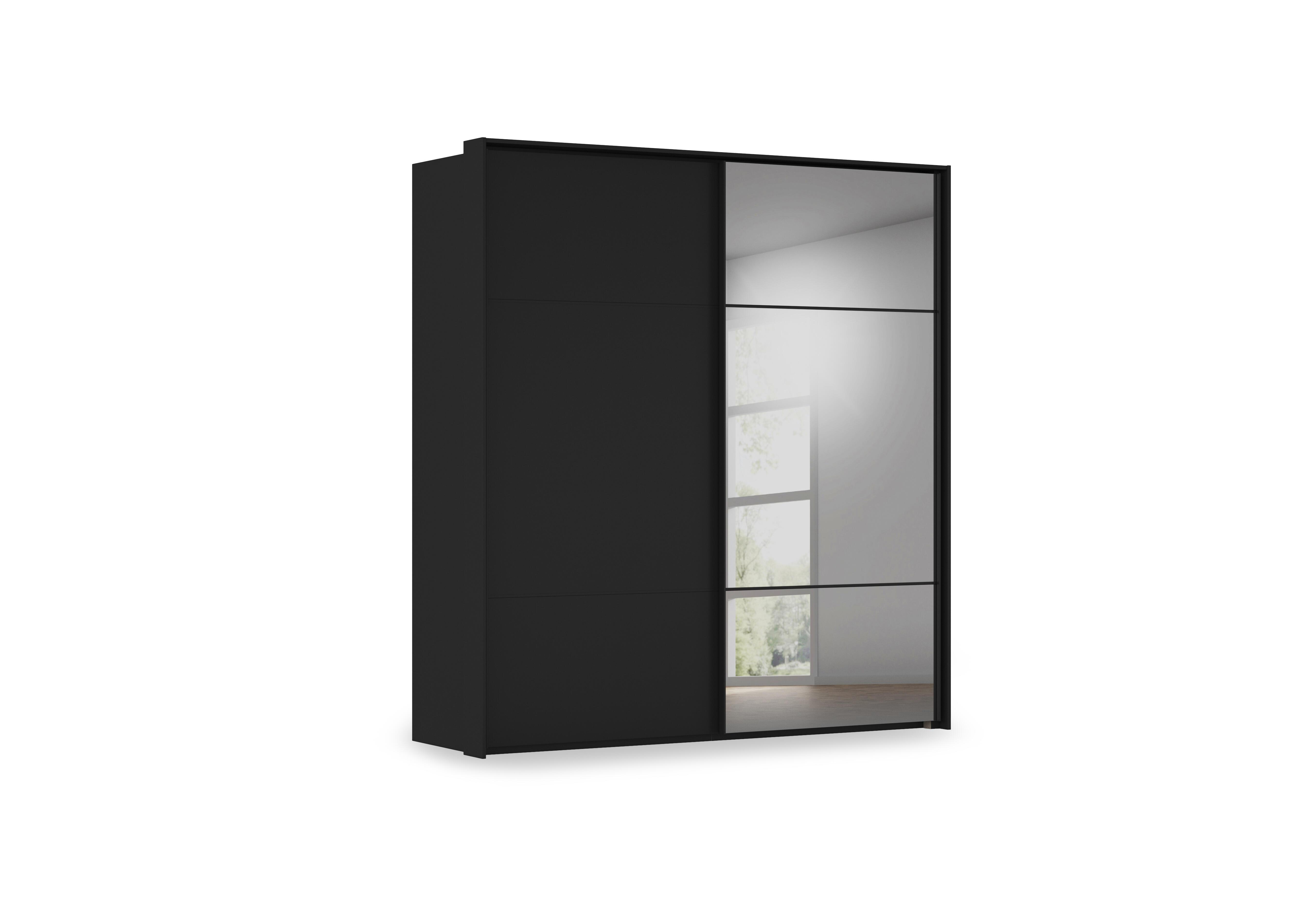 Haven 210cm 2 Door Slider Wardrobe with 1 Décor Door and 1 Mirror Door in Asd5t  Black Black Front on Furniture Village