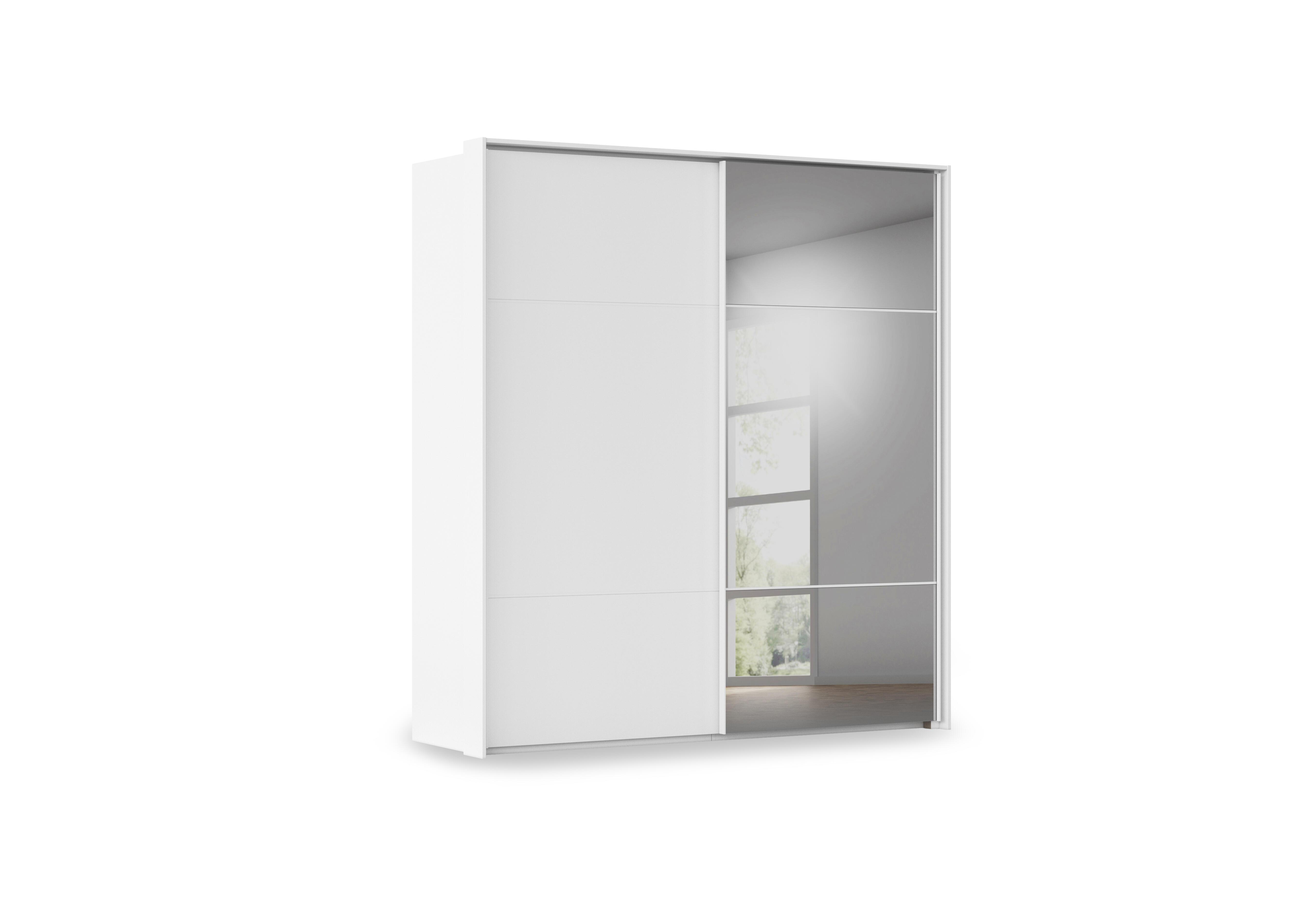 Haven 210cm 2 Door Slider Wardrobe with 1 Décor Door and 1 Mirror Door in Awd1l Alpine White White Front on Furniture Village