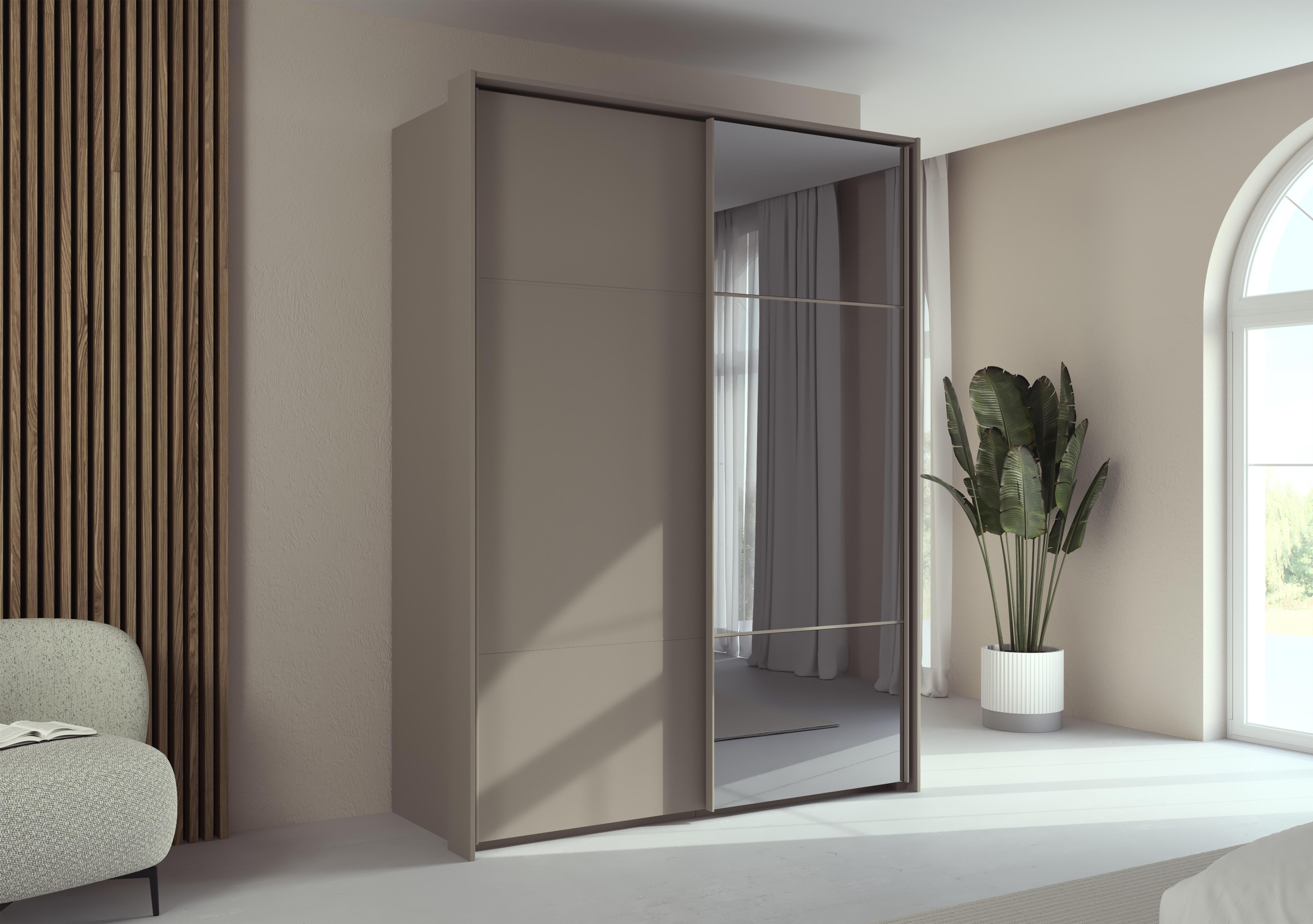 Haven 170cm 2 Door Slider Wardrobe with 1 Décor Door and 1 Mirror Door in  on Furniture Village