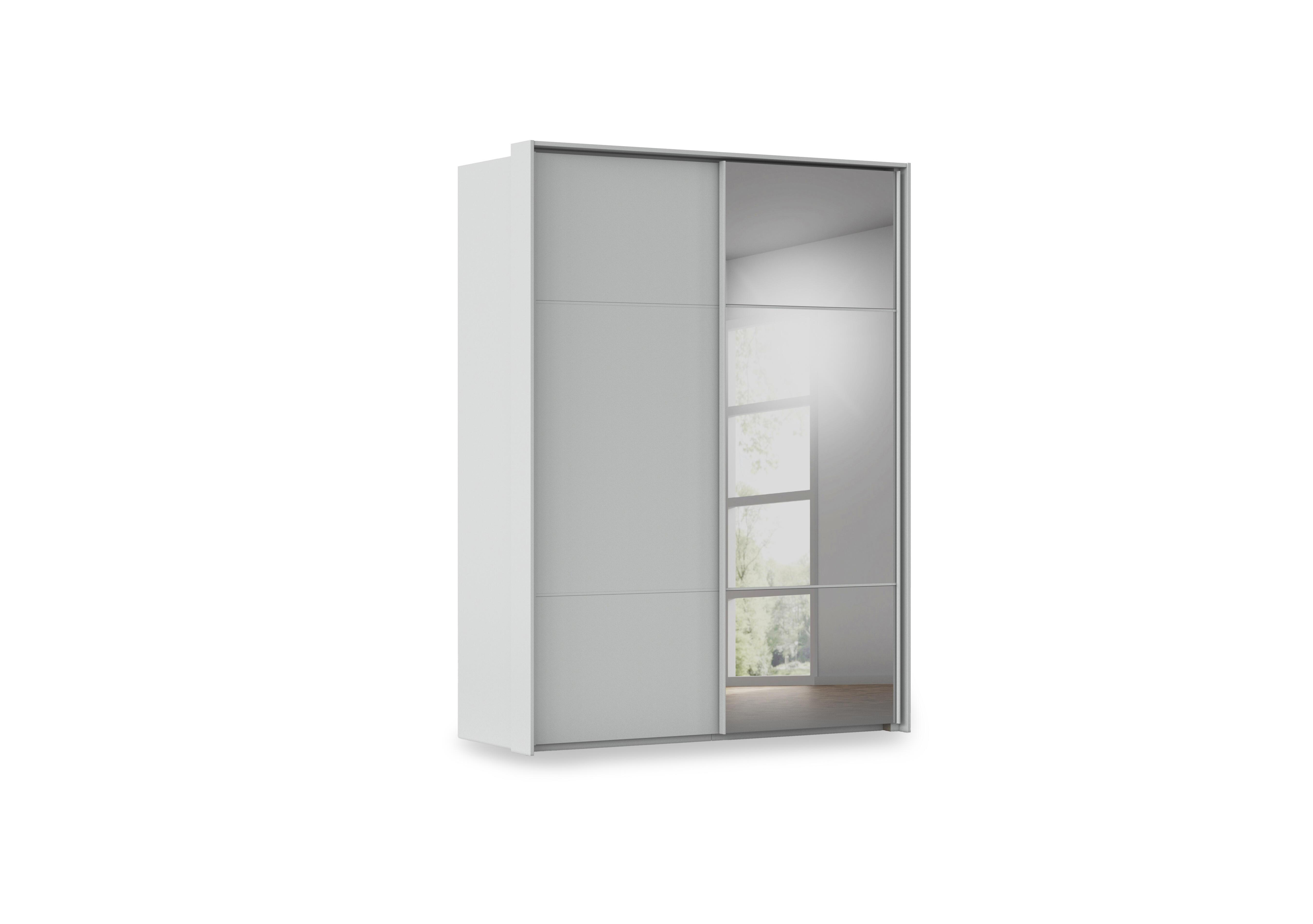 Haven 170cm 2 Door Slider Wardrobe with 1 Décor Door and 1 Mirror Door in Agd2l Silk Grey Silk Grey Frnt on Furniture Village