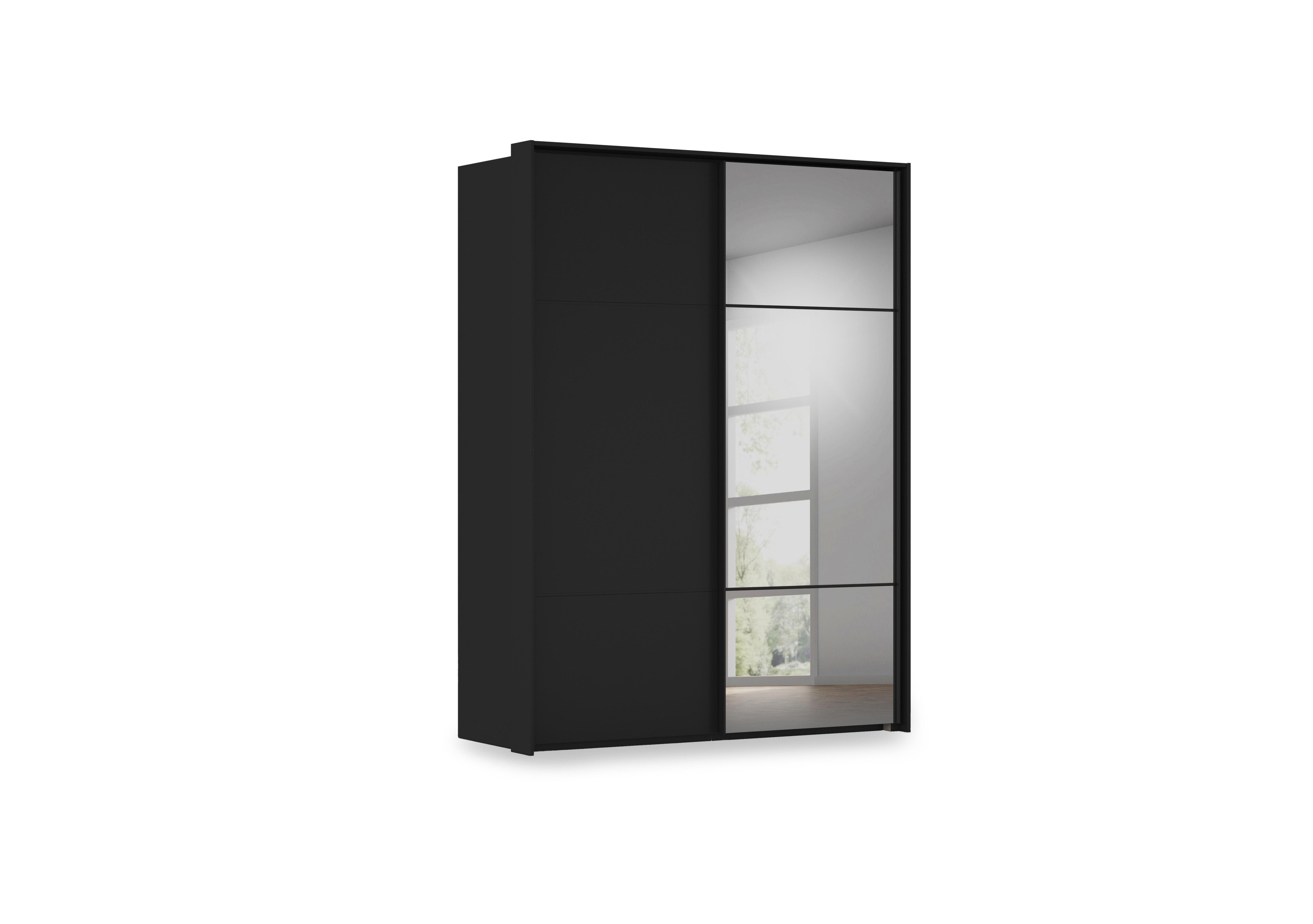 Haven 170cm 2 Door Slider Wardrobe with 1 Décor Door and 1 Mirror Door in Asd5t  Black Black Front on Furniture Village