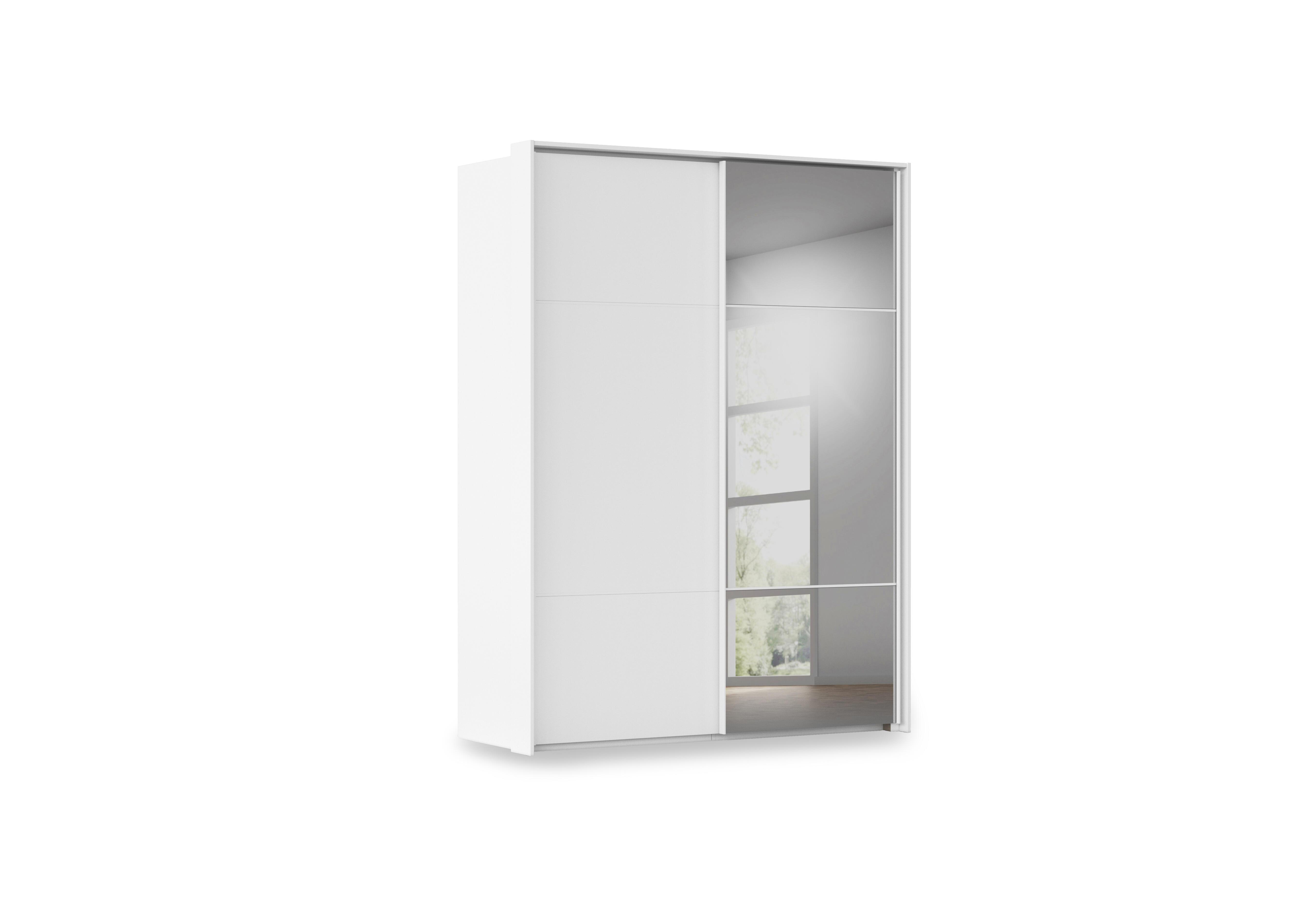 Haven 170cm 2 Door Slider Wardrobe with 1 Décor Door and 1 Mirror Door in Awd1l Alpine White White Front on Furniture Village