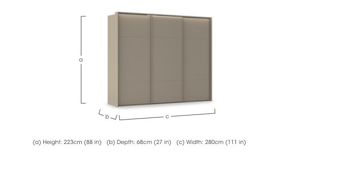 Haven 280cm 3 Door Slider Wardrobe with Décor Doors and Lights in  on Furniture Village