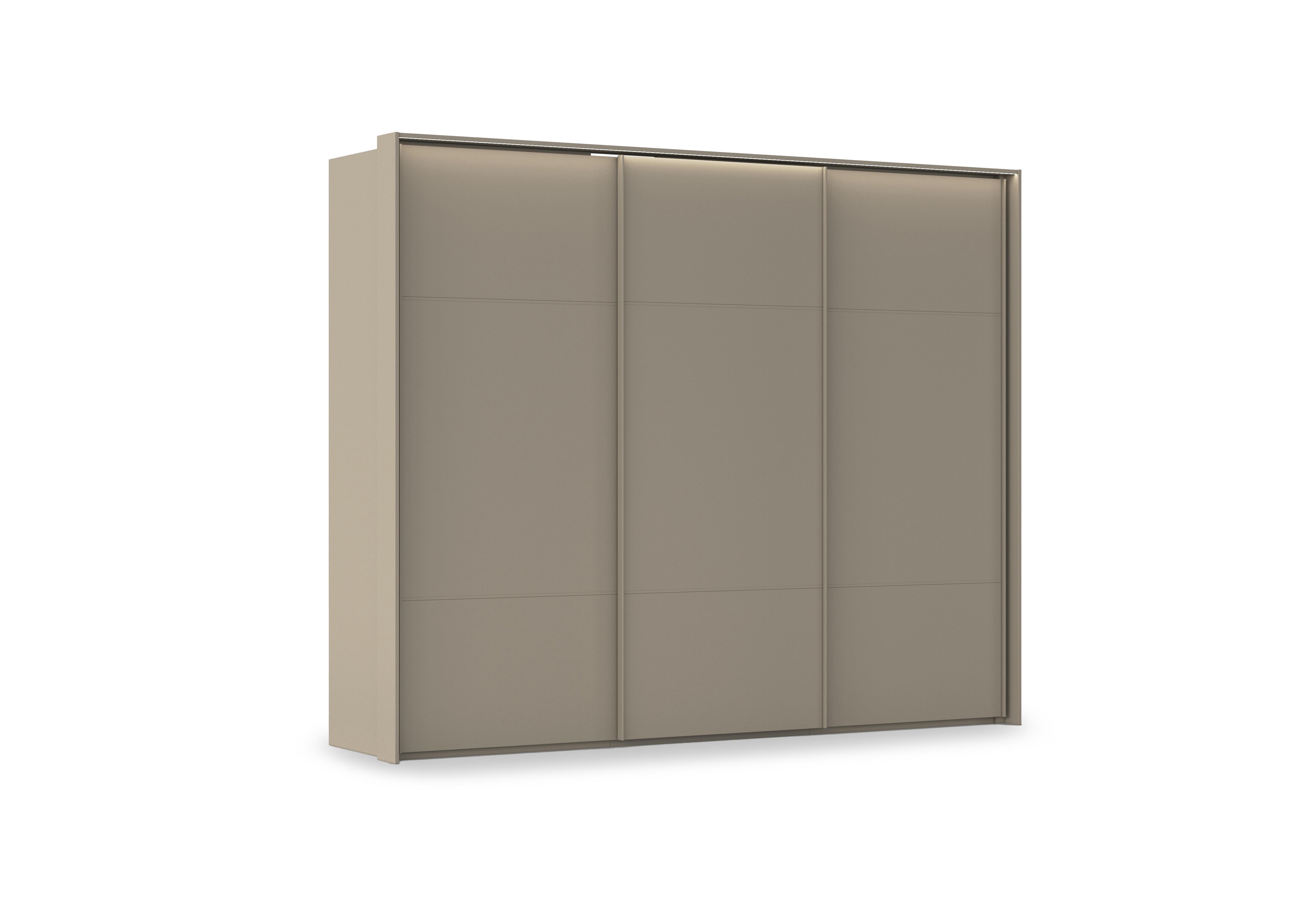 Haven 280cm 3 Door Slider Wardrobe with Décor Doors and Lights in Afd4l Fango Fango Front on Furniture Village