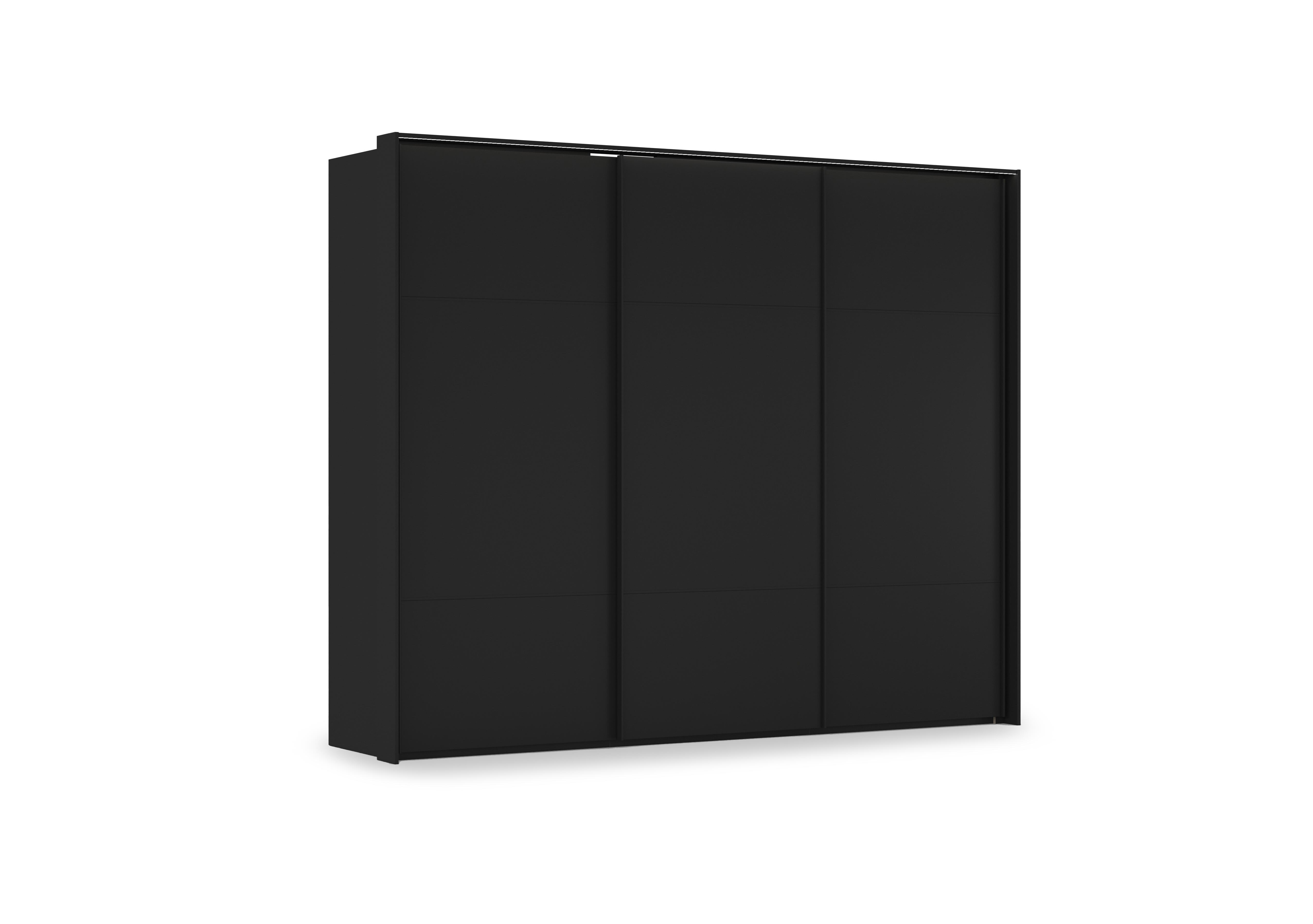 Haven 280cm 3 Door Slider Wardrobe with Décor Doors and Lights in Asd5t  Black Black Front on Furniture Village